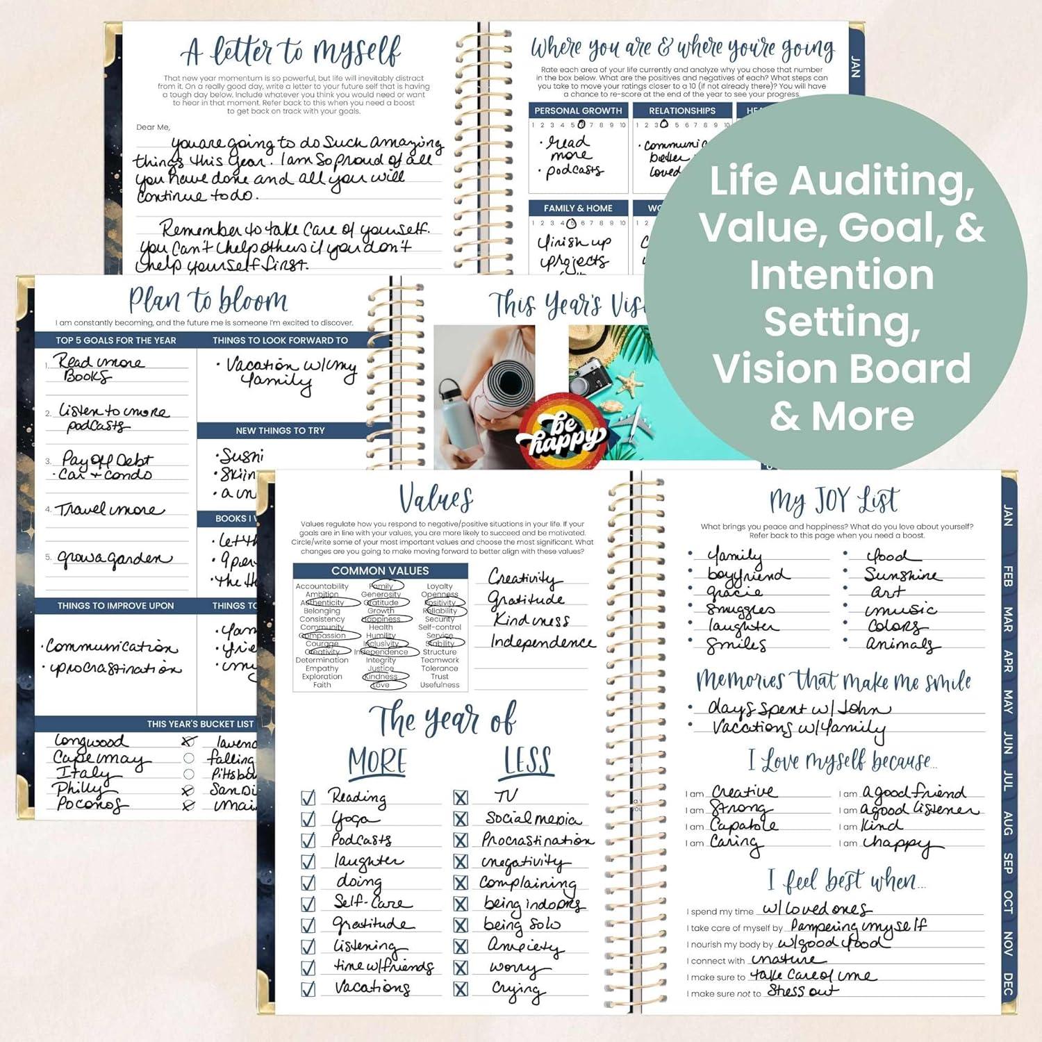 image:imagebloom daily planners HARDCOVER 2026 Planner January to December 85 x 11 Weekly amp Monthly Dated Agenda Organizer Book with Stickers amp Tabs Celestial SkiesMidnight Sky