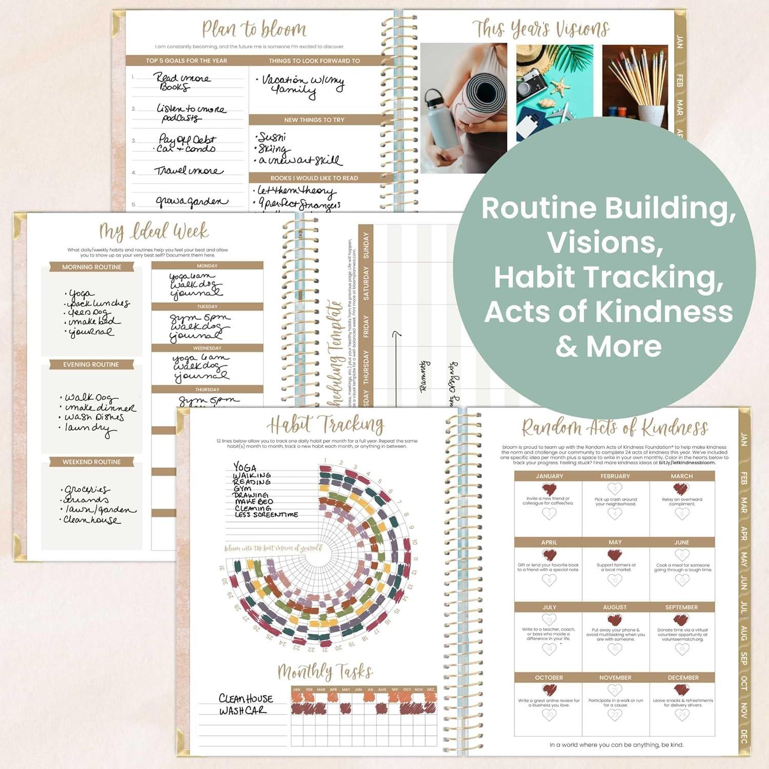 image:imagebloom daily planners HARDCOVER 2026 Planner January to December 85 x 11 Weekly amp Monthly Dated Agenda Organizer Book with Stickers amp Tabs Coastal CalmOcean Oasis