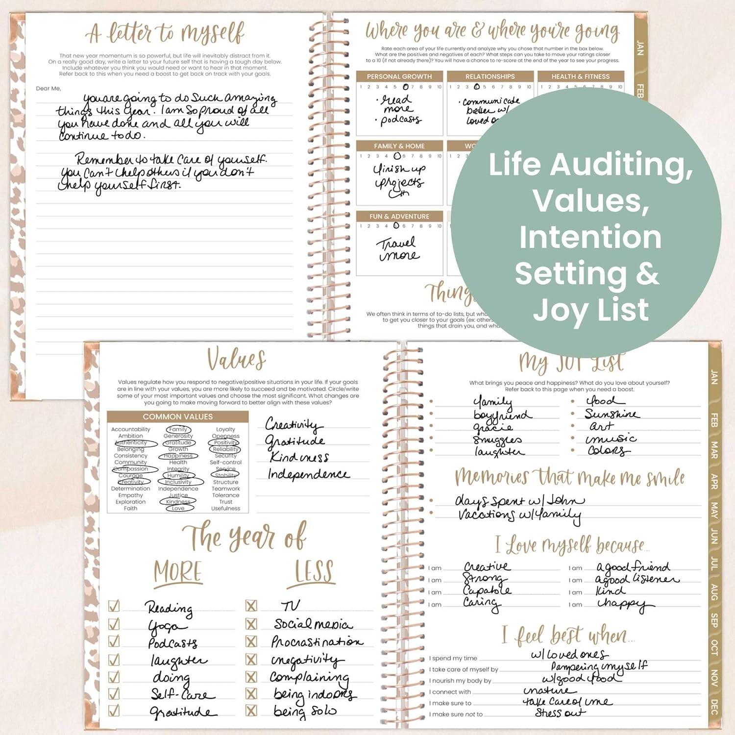 image:imagebloom daily planners HARDCOVER 2026 Planner January to December 85 x 11 Weekly amp Monthly Dated Agenda Organizer Book with Stickers amp Tabs Coastal CalmTan Leopard