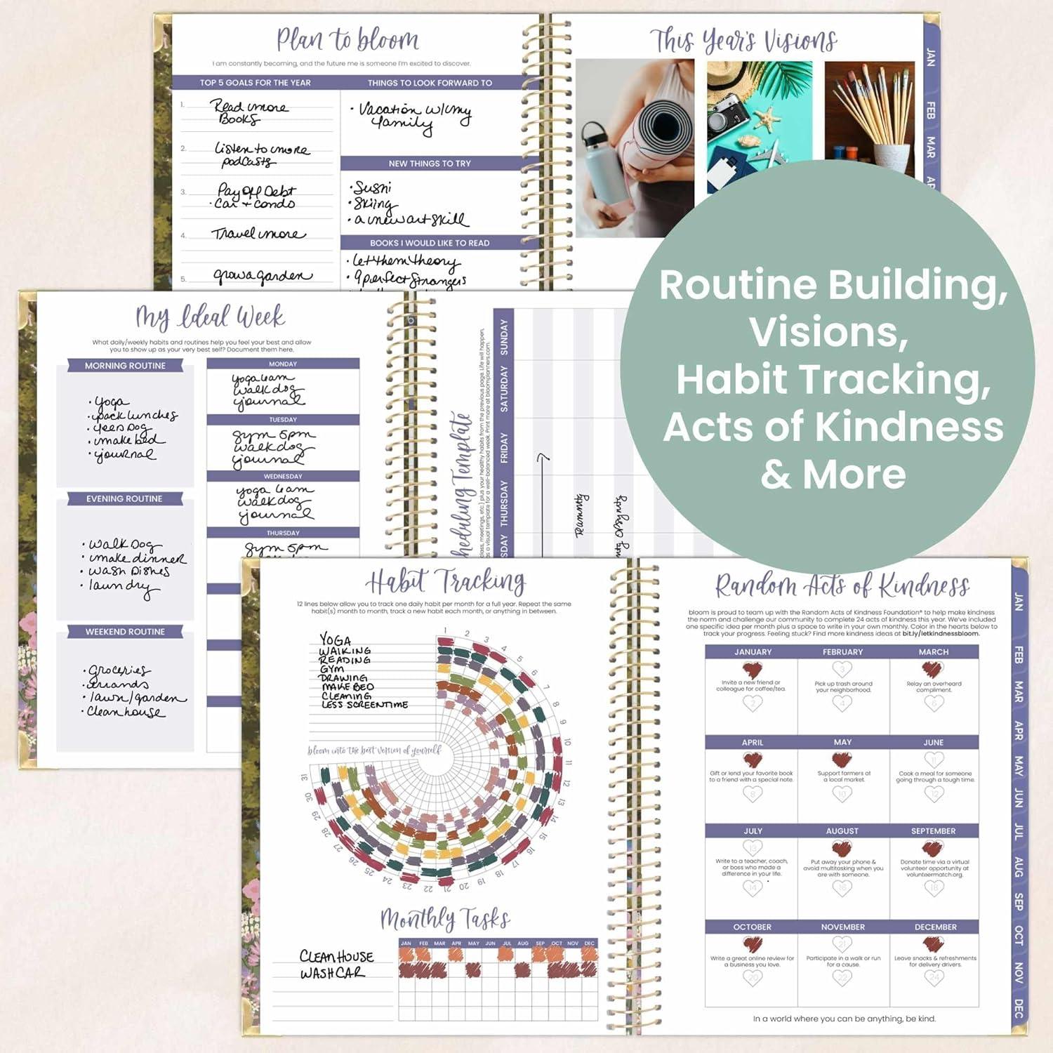 image:imagebloom daily planners HARDCOVER 2026 Planner January to December 85 x 11 Weekly amp Monthly Dated Agenda Organizer Book with Stickers amp Tabs Spread Kindness Like WildflowersWildflower Mountainside