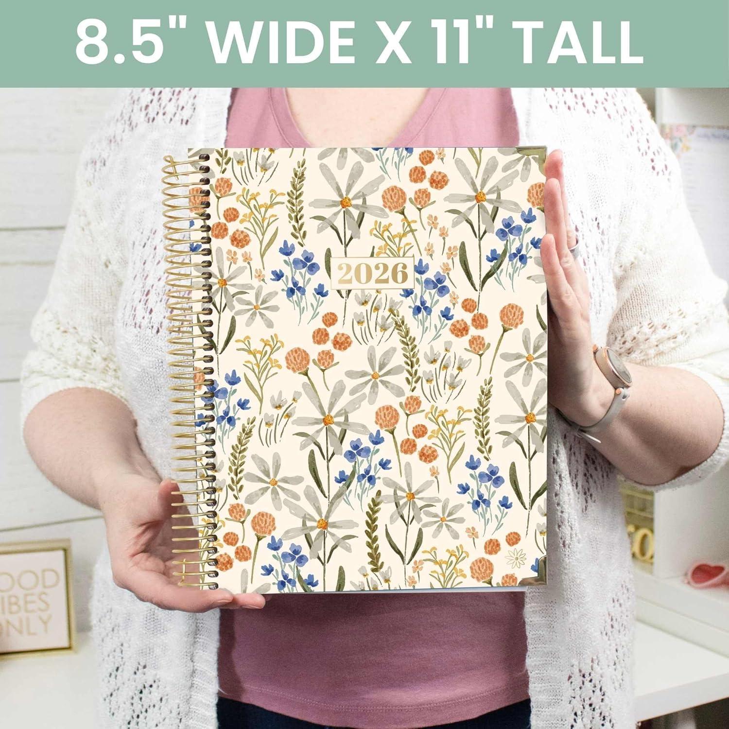 image:imagebloom daily planners HARDCOVER 2026 Planner January to December 85 x 11 Weekly amp Monthly Dated Agenda Organizer Book with Stickers amp Tabs Spread Kindness Like WildflowersWhimsical Wildflowers