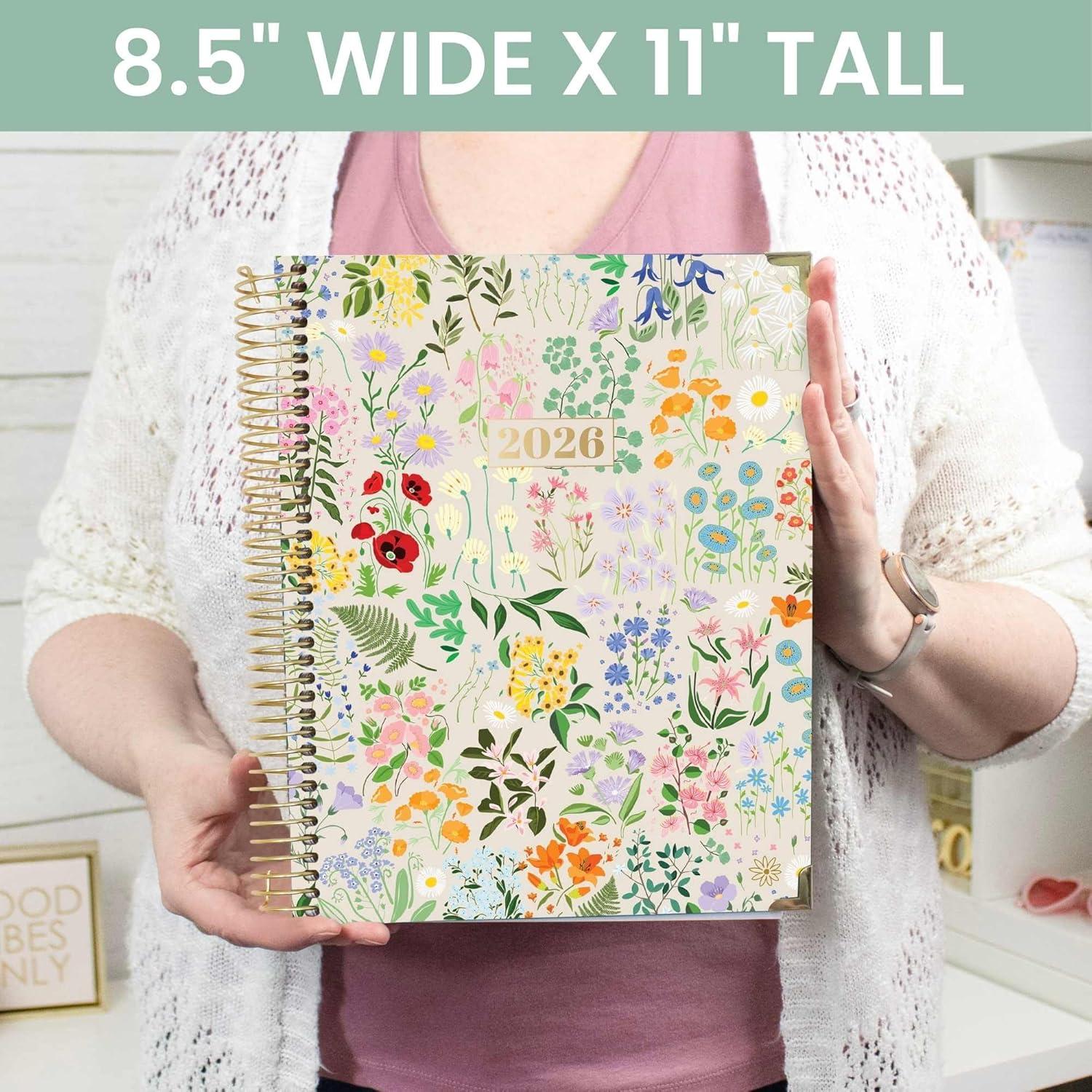 image:imagebloom daily planners HARDCOVER 2026 Planner January to December 85 x 11 Weekly amp Monthly Dated Agenda Organizer Book with Stickers amp Tabs Spread Kindness Like WildflowersGarden Party