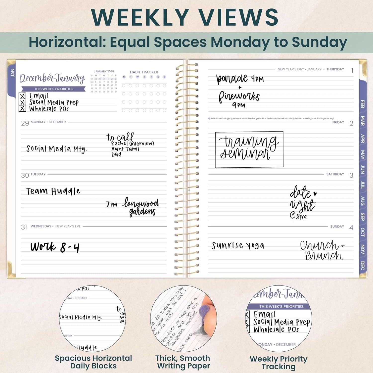 image:imagebloom daily planners HARDCOVER 2026 Planner January to December 85 x 11 Weekly amp Monthly Dated Agenda Organizer Book with Stickers amp Tabs Spread Kindness Like WildflowersSpread Kindness