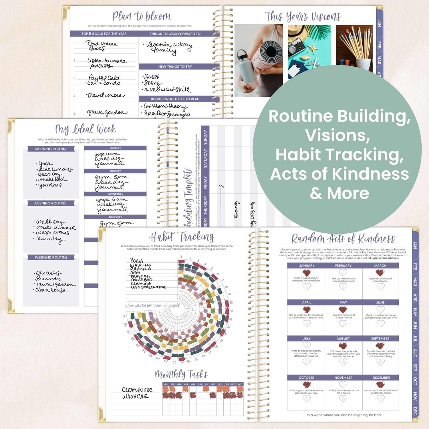 image:imagebloom daily planners HARDCOVER 2026 Planner January to December 85 x 11 Weekly amp Monthly Dated Agenda Organizer Book with Stickers amp Tabs Spread Kindness Like WildflowersSpread Kindness