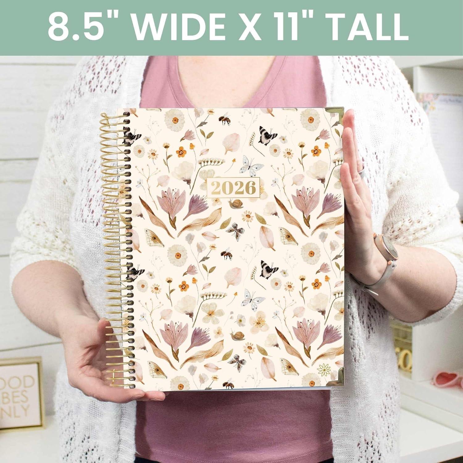 image:imagebloom daily planners HARDCOVER 2026 Planner January to December 85 x 11 Weekly amp Monthly Dated Agenda Organizer Book with Stickers amp Tabs Spread Kindness Like WildflowersButterfly Garden