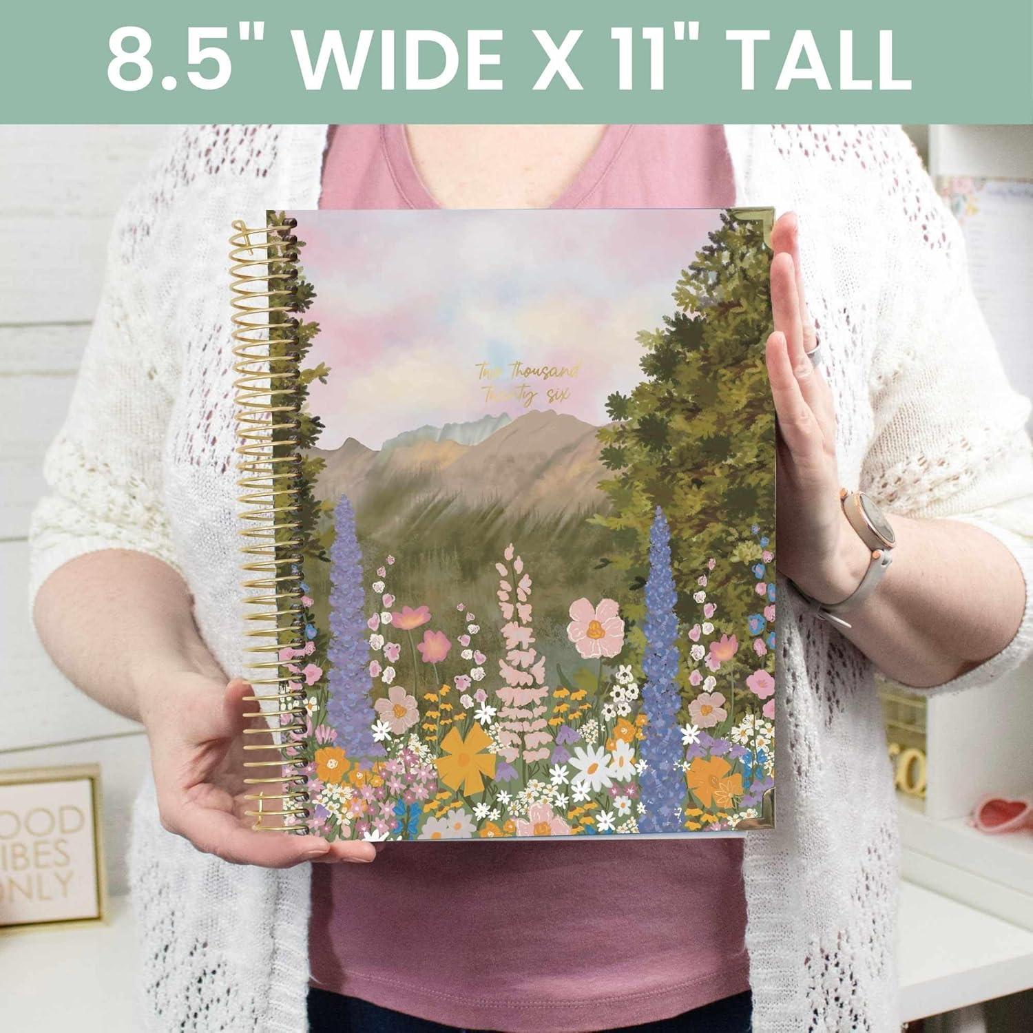 image:imagebloom daily planners HARDCOVER 2026 Planner January to December 85 x 11 Weekly amp Monthly Dated Agenda Organizer Book with Stickers amp Tabs Spread Kindness Like WildflowersWildflower Mountainside