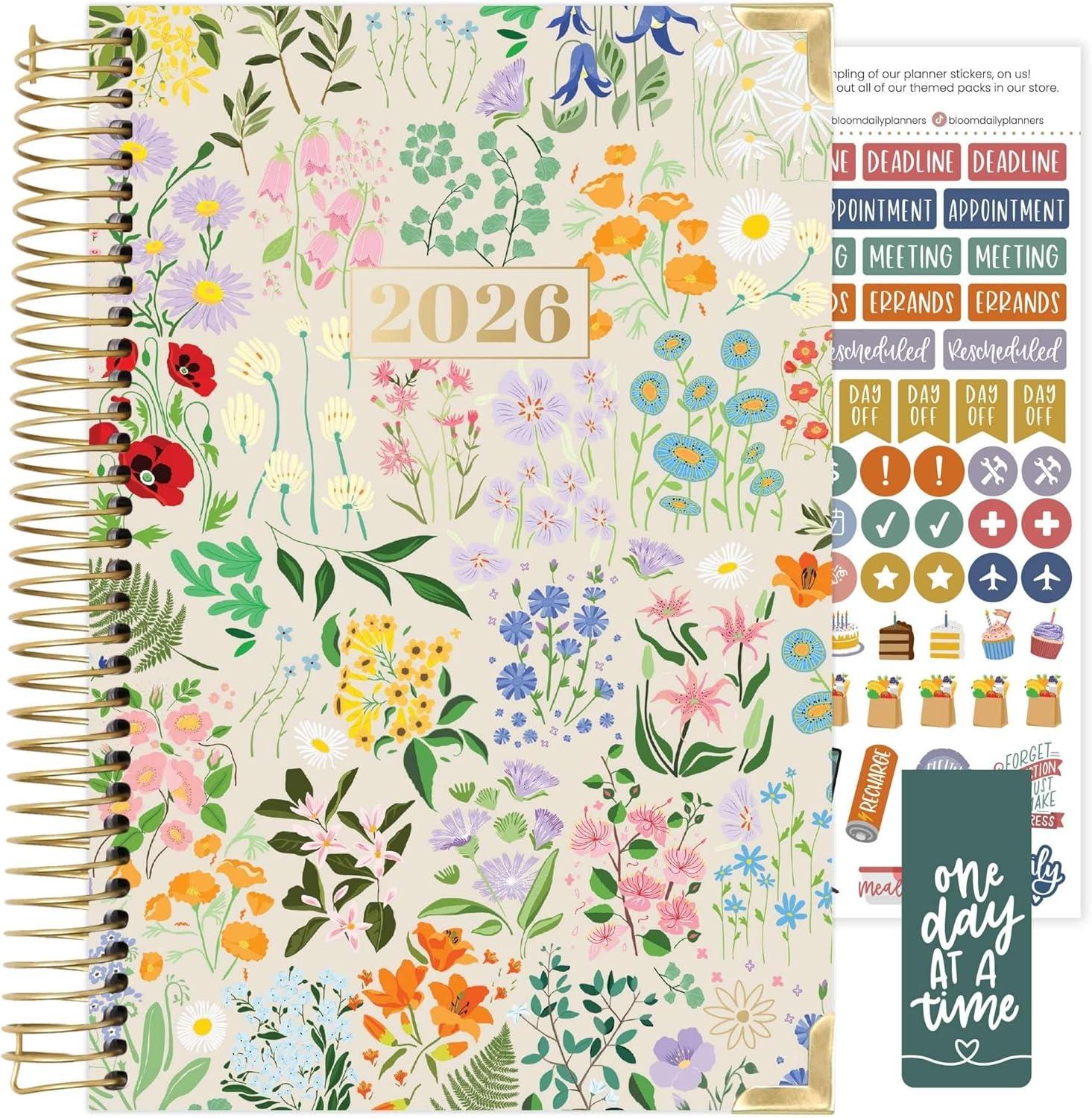 image:imagebloom daily planners HARDCOVER 2026 Planner January to December 85 x 11 Weekly amp Monthly Dated Agenda Organizer Book with Stickers amp Tabs Spread Kindness Like WildflowersGarden Party