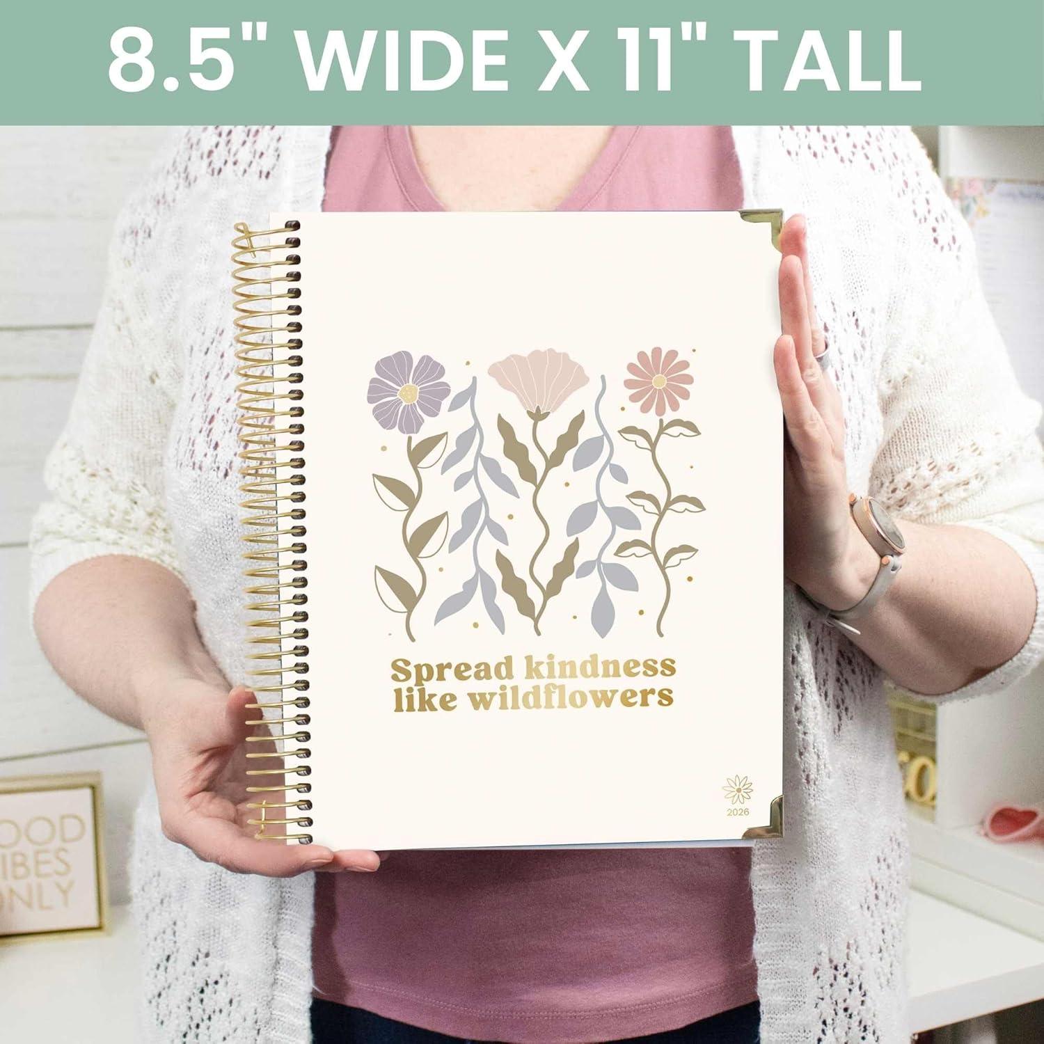 image:imagebloom daily planners HARDCOVER 2026 Planner January to December 85 x 11 Weekly amp Monthly Dated Agenda Organizer Book with Stickers amp Tabs Spread Kindness Like WildflowersSpread Kindness