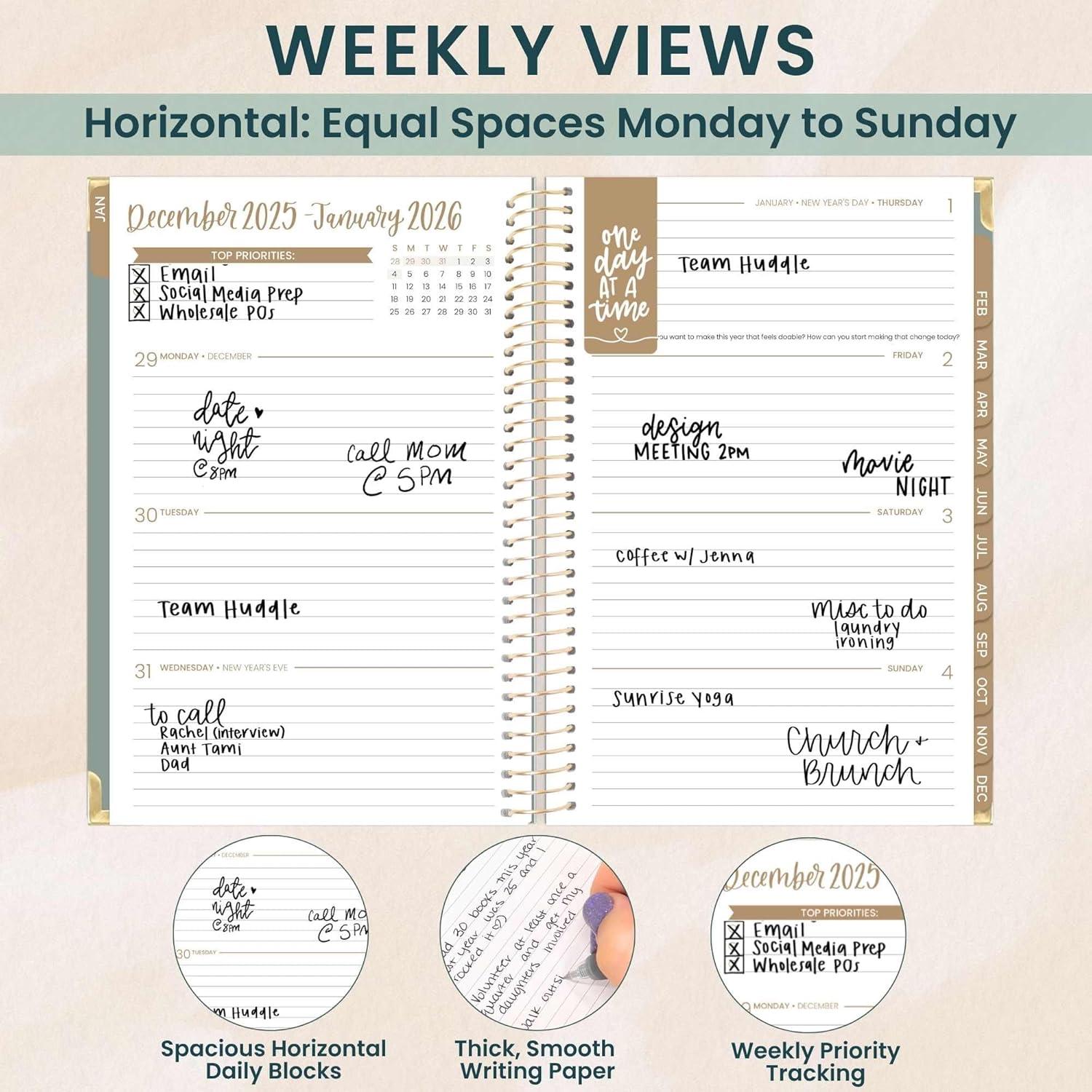 image:imagebloom daily planners HARDCOVER 2026 Planner for Women January to December A5 Task Goal Organizer Monthly amp Weekly Inspirational Agenda Book 55 x 825 Linen PurpleGreen Linen