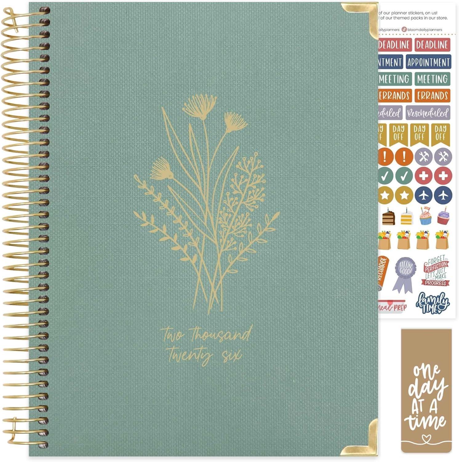 image:imagebloom daily planners HARDCOVER 2026 Planner for Women January to December A5 Task Goal Organizer Monthly amp Weekly Inspirational Agenda Book 55 x 825 Linen PurpleGreen Linen