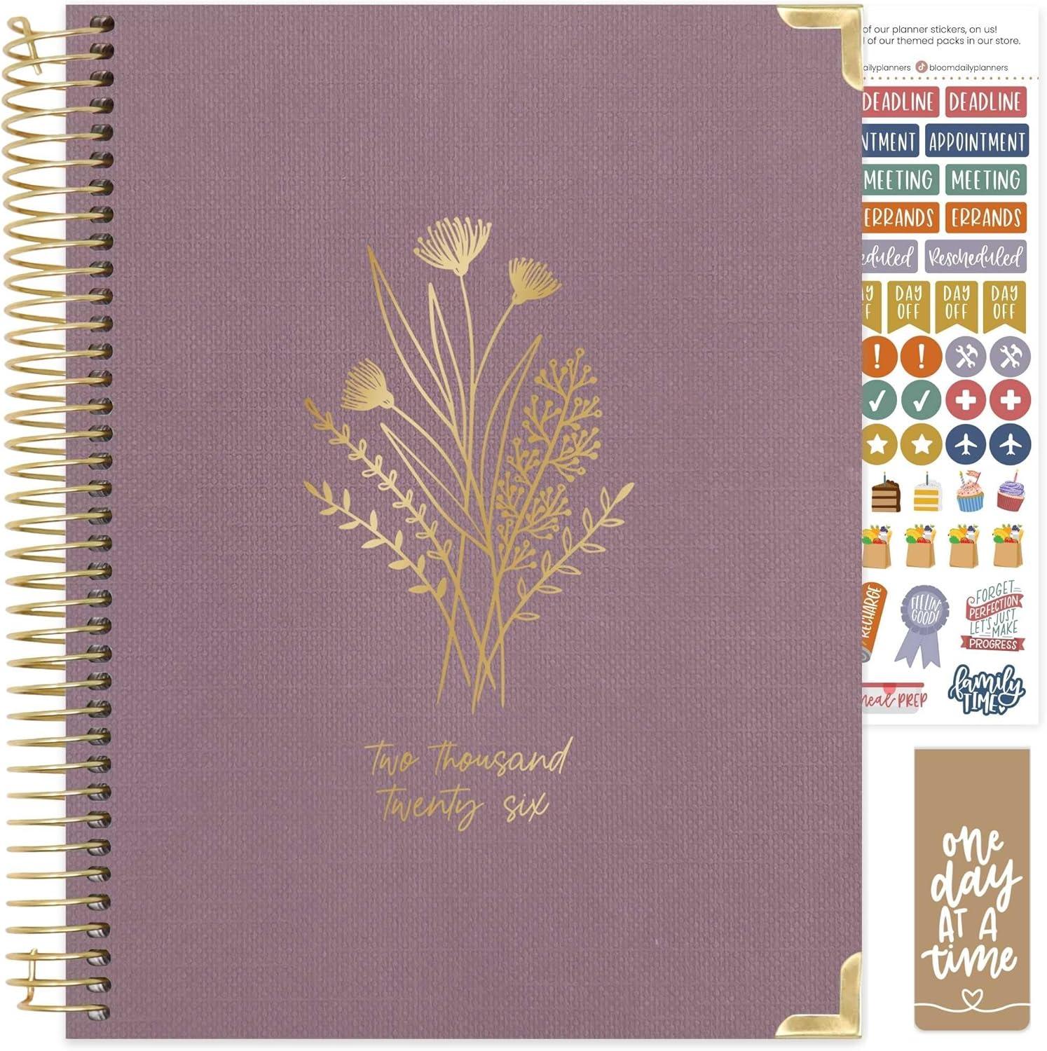 image:imagebloom daily planners HARDCOVER 2026 Planner for Women January to December A5 Task Goal Organizer Monthly amp Weekly Inspirational Agenda Book 55 x 825 Linen PurplePurple Linen