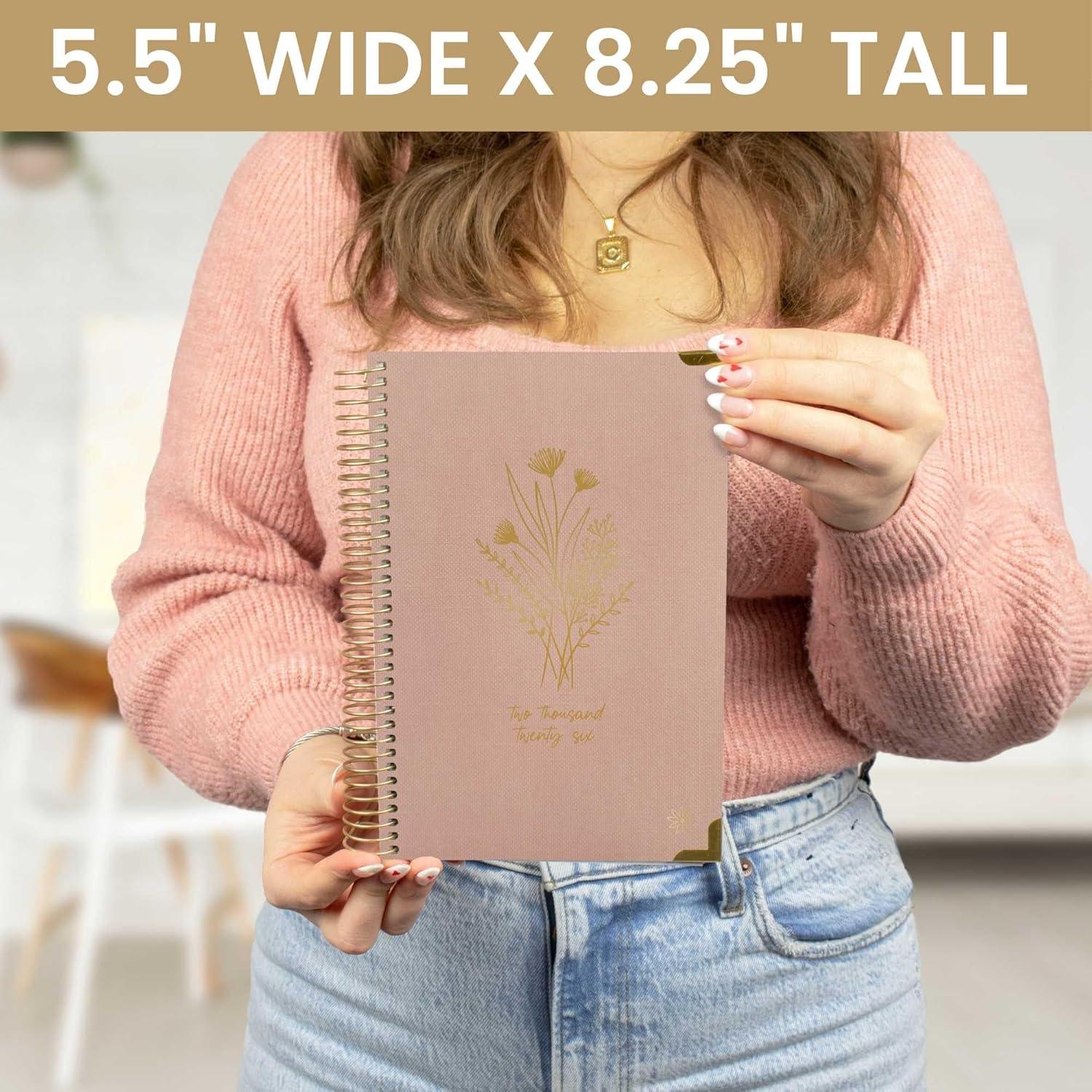 image:imagebloom daily planners HARDCOVER 2026 Planner for Women January to December A5 Task Goal Organizer Monthly amp Weekly Inspirational Agenda Book 55 x 825 Linen PurplePink Linen