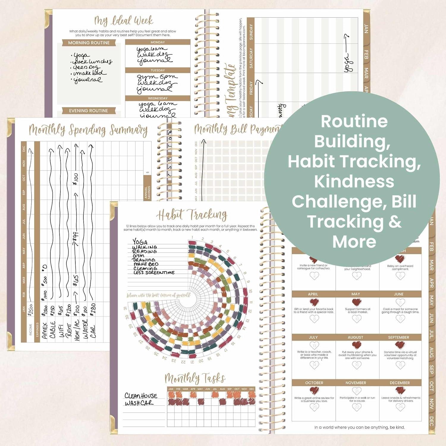 image:imagebloom daily planners HARDCOVER 2026 Planner for Women January to December A5 Task Goal Organizer Monthly amp Weekly Inspirational Agenda Book 55 x 825 Linen PurplePurple Linen