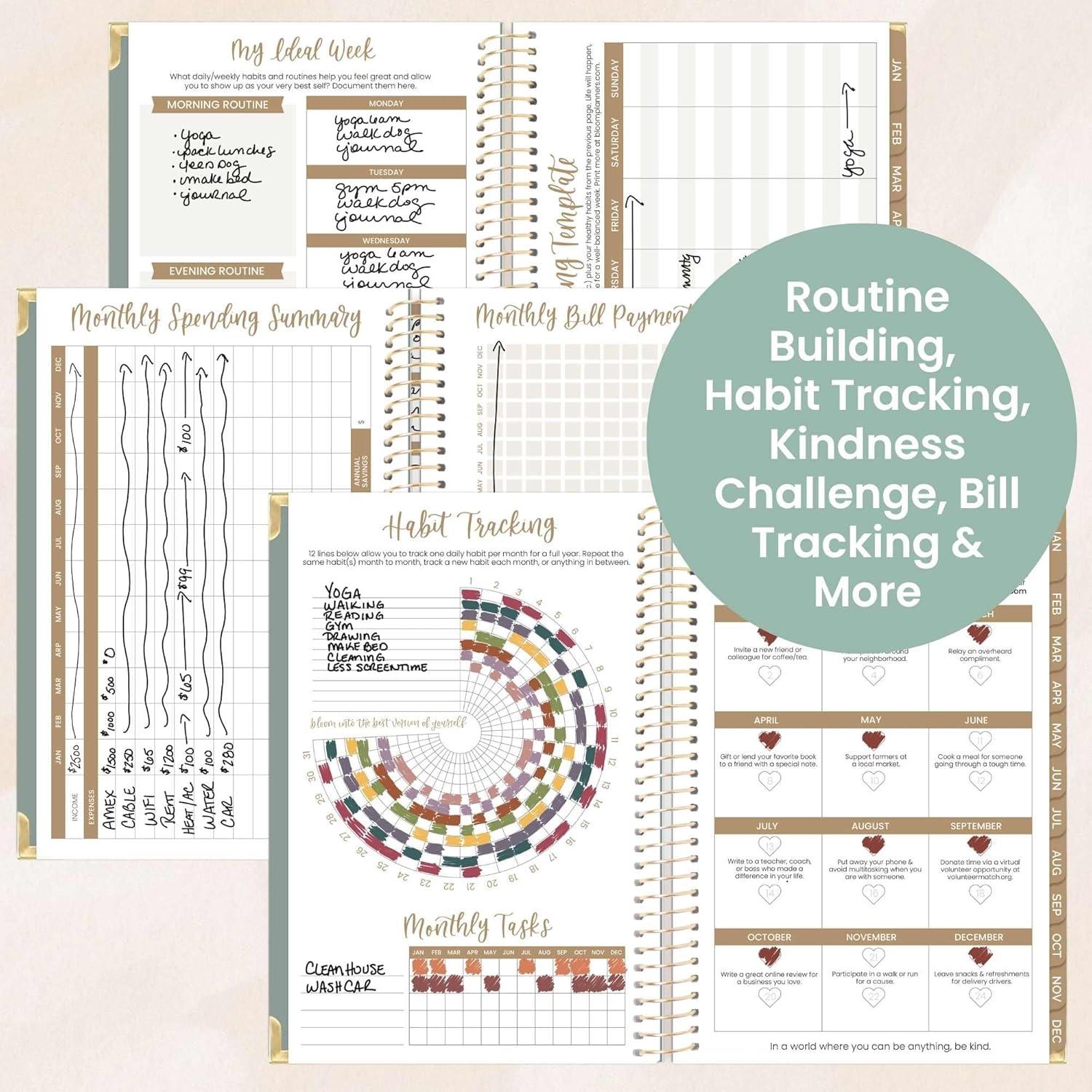 image:imagebloom daily planners HARDCOVER 2026 Planner for Women January to December A5 Task Goal Organizer Monthly amp Weekly Inspirational Agenda Book 55 x 825 Linen PurpleGreen Linen