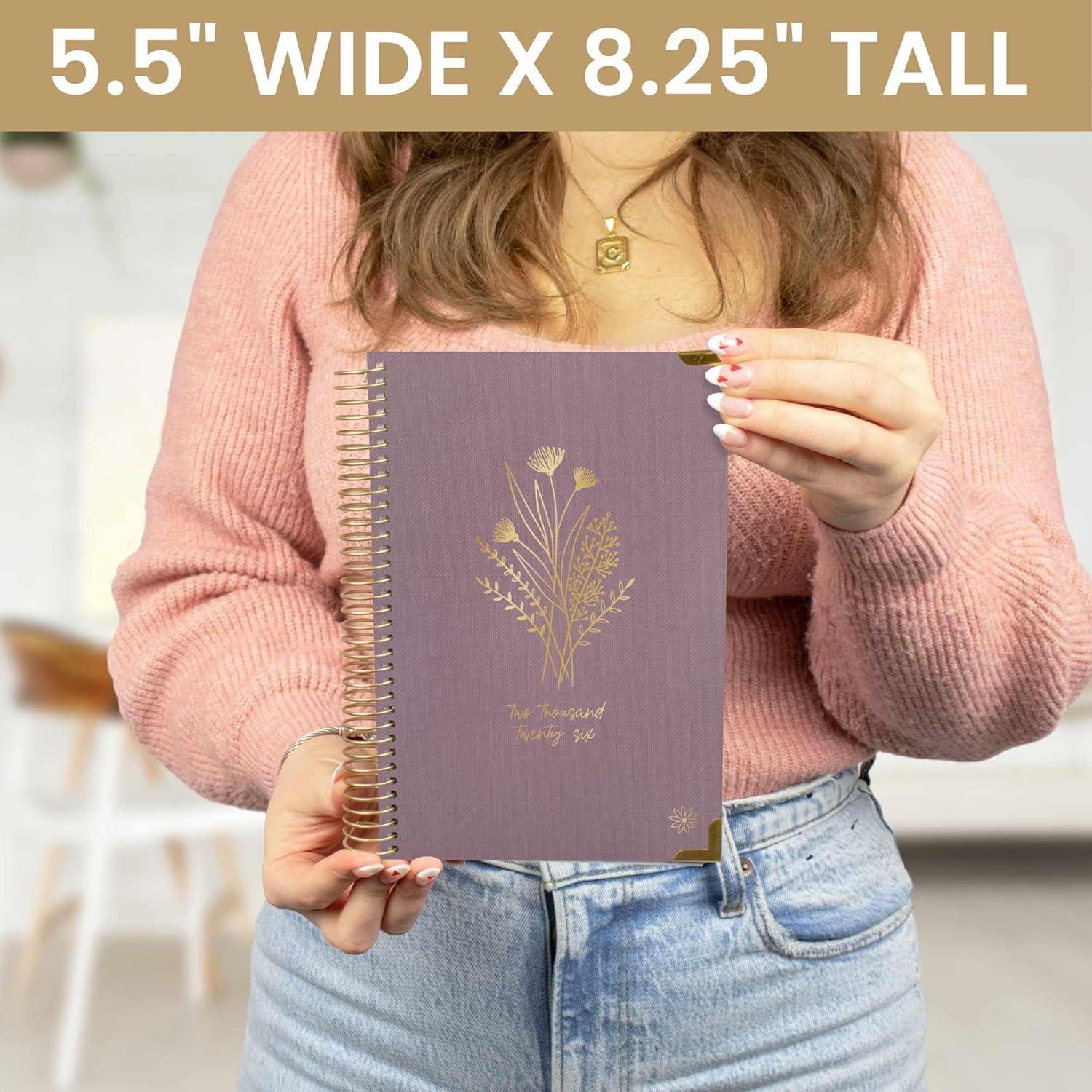 image:imagebloom daily planners HARDCOVER 2026 Planner for Women January to December A5 Task Goal Organizer Monthly amp Weekly Inspirational Agenda Book 55 x 825 Linen PurplePurple Linen