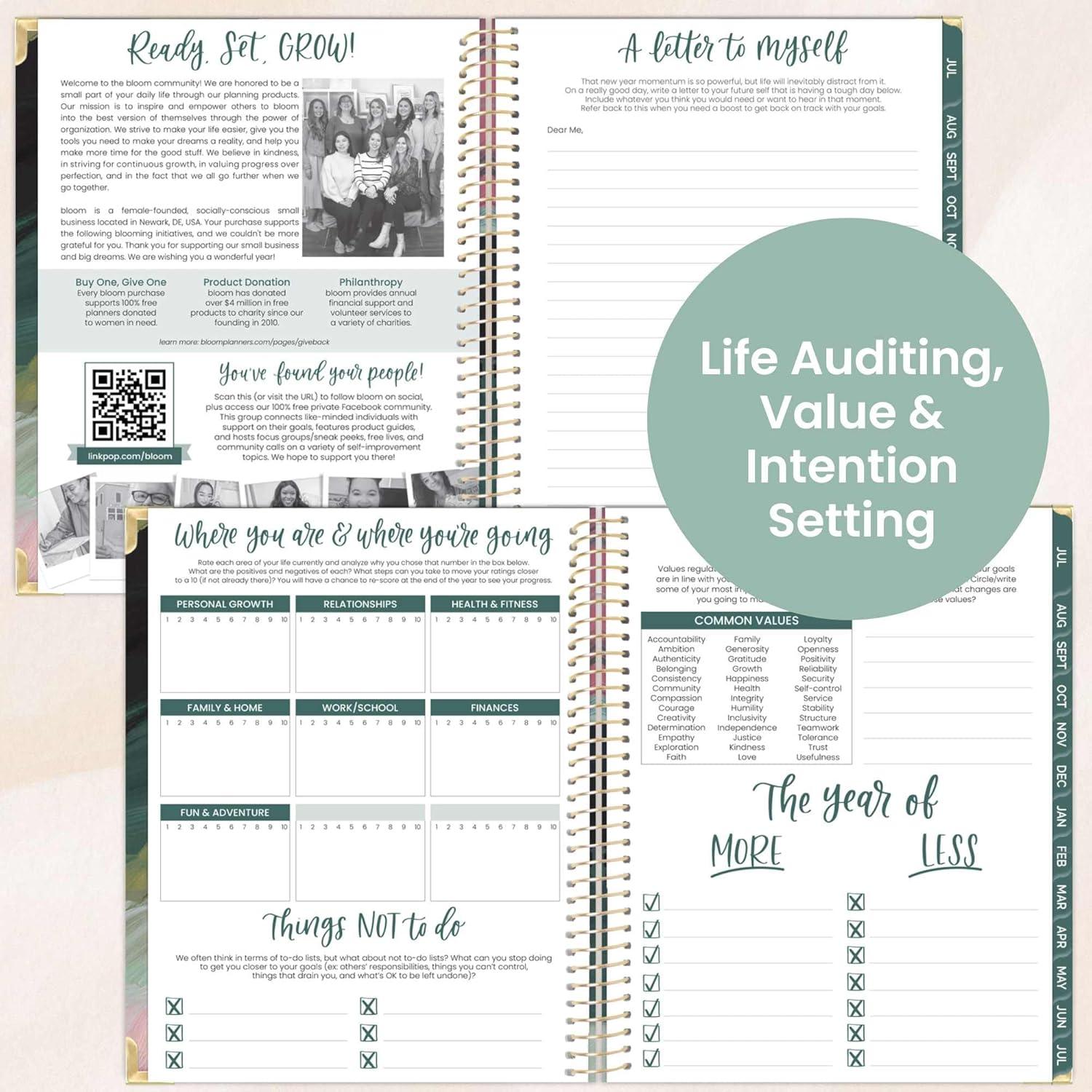 image:imagebloom daily planners HARDCOVER Planner 20252026 85 x 11 Academic Year July 2025 July 2026 Task Goal Organizer Monthly amp Weekly Inspirational Agenda Book Emerald Paint Strokes