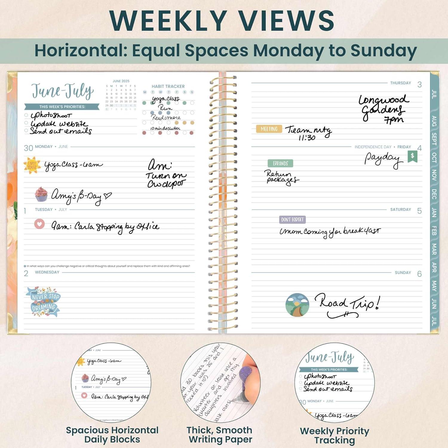 image:imagebloom daily planners HARDCOVER Planner 20252026 85 x 11 Academic Year July 2025 July 2026 Task Goal Organizer Monthly amp Weekly Inspirational Agenda Book Painted Peonies