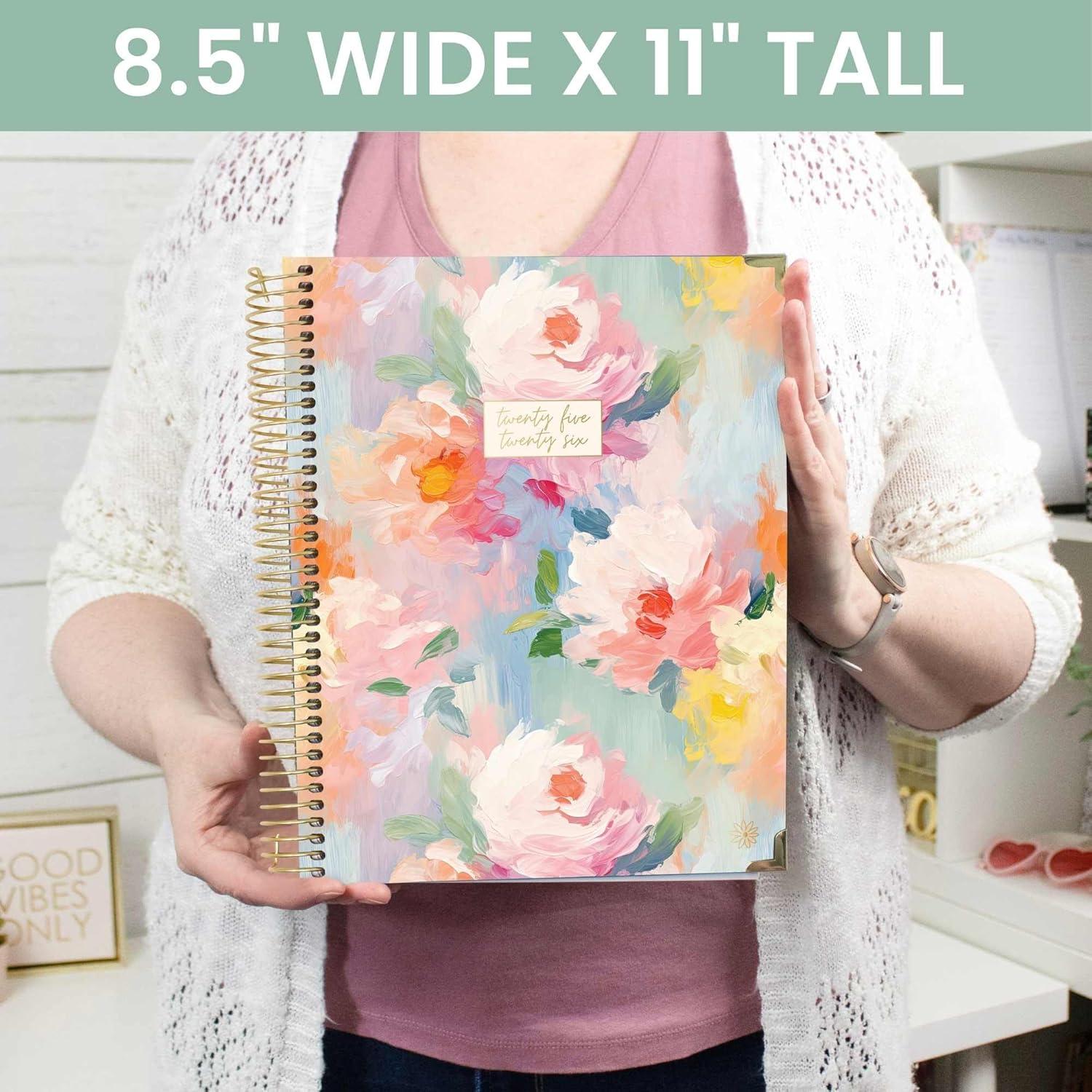 image:imagebloom daily planners HARDCOVER Planner 20252026 85 x 11 Academic Year July 2025 July 2026 Task Goal Organizer Monthly amp Weekly Inspirational Agenda Book Painted Peonies