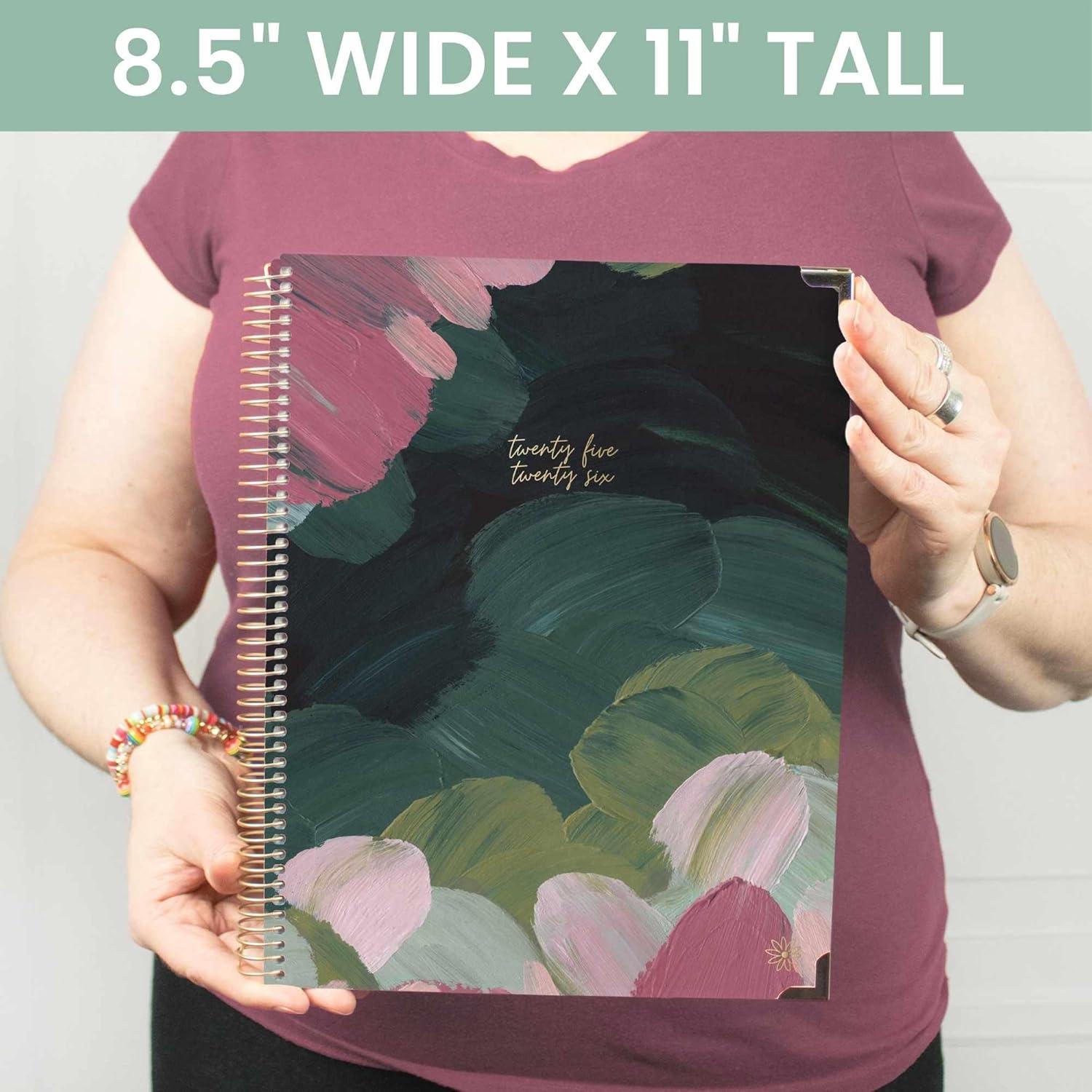 image:imagebloom daily planners HARDCOVER Planner 20252026 85 x 11 Academic Year July 2025 July 2026 Task Goal Organizer Monthly amp Weekly Inspirational Agenda Book Emerald Paint Strokes