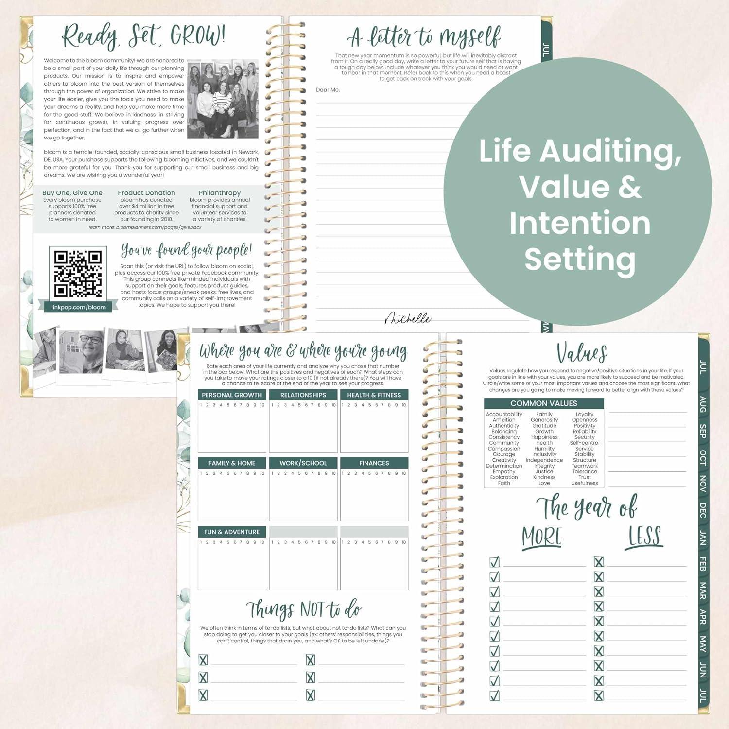 image:imagebloom daily planners HARDCOVER Planner 20252026 Academic Year July 2025 July 2026 A5 Task Goal Organizer Monthly amp Weekly Inspirational Agenda Book 55 x 825 White EucalyptusWhite