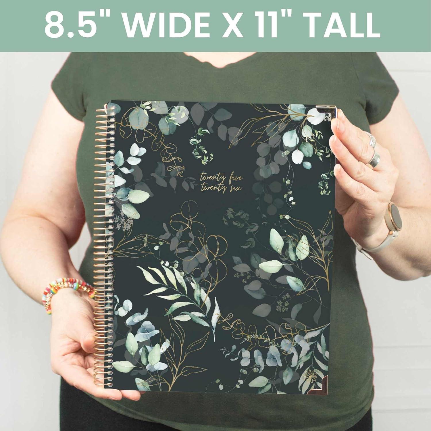 image:imagebloom daily planners HARDCOVER Planner 20252026 Academic Year July 2025 July 2026 A5 Task Goal Organizer Monthly amp Weekly Inspirational Agenda Book 55 x 825 White EucalyptusGreen