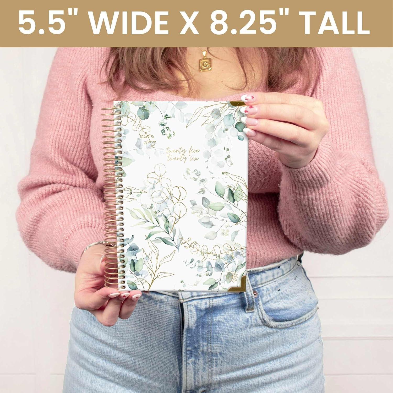 image:imagebloom daily planners HARDCOVER Planner 20252026 Academic Year July 2025 July 2026 A5 Task Goal Organizer Monthly amp Weekly Inspirational Agenda Book 55 x 825 White EucalyptusWhite