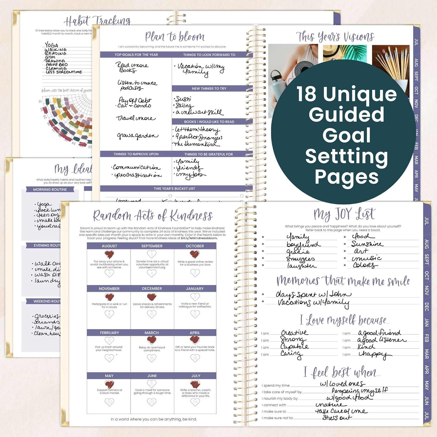 image:imagebloom daily planners HARDCOVER Planner 20262027 85 x 11 Academic Year July 2026 July 2027 13 Months Task Goal Planner for Women Monthly amp Weekly Agenda Book Whimsical WildflowersSo Many Reasons to Be Happy 202627