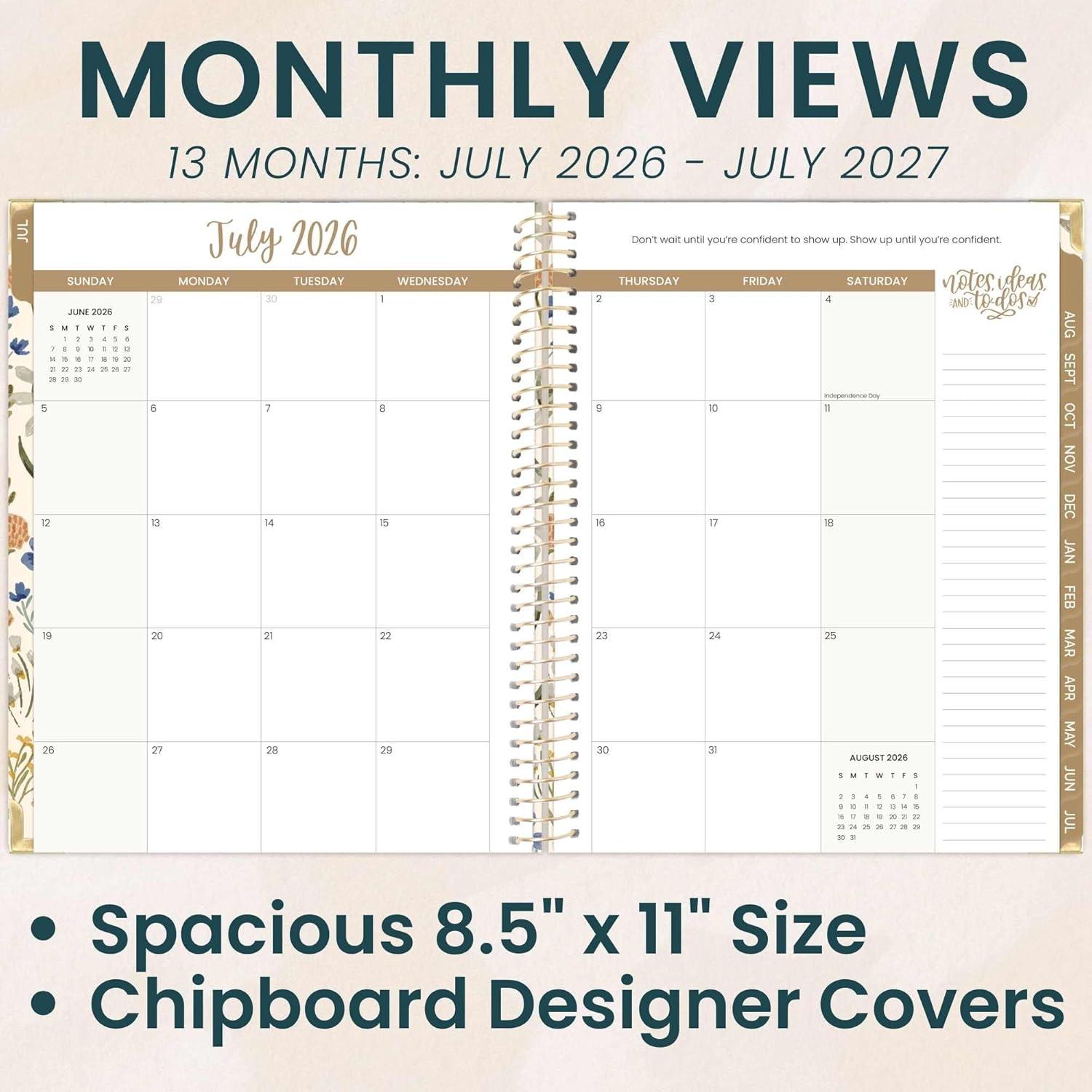 image:imagebloom daily planners HARDCOVER Planner 20262027 85 x 11 Academic Year July 2026 July 2027 13 Months Task Goal Planner for Women Monthly amp Weekly Agenda Book Whimsical WildflowersWhimsical Wildflowers 202627