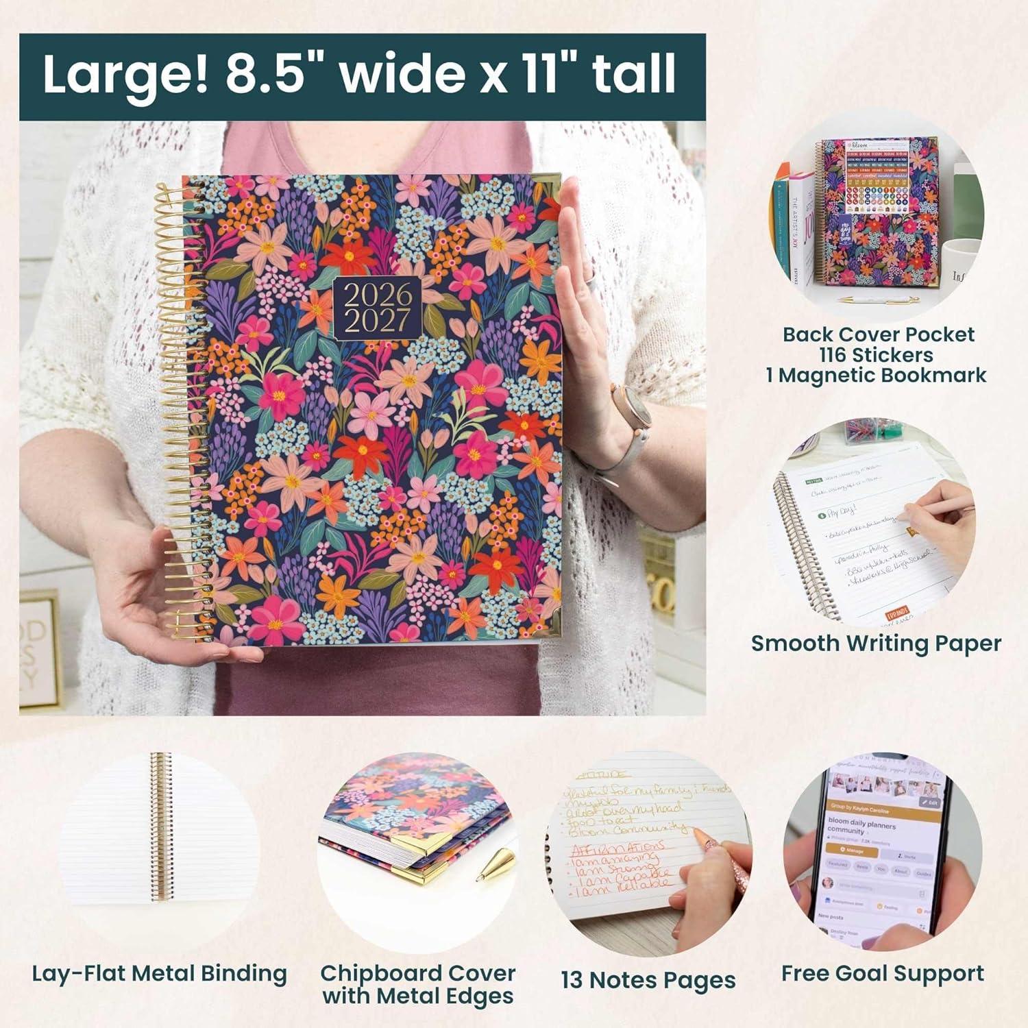 image:imagebloom daily planners HARDCOVER Planner 20262027 85 x 11 Academic Year July 2026 July 2027 13 Months Task Goal Planner for Women Monthly amp Weekly Agenda Book Whimsical WildflowersFloral Fiesta 202627