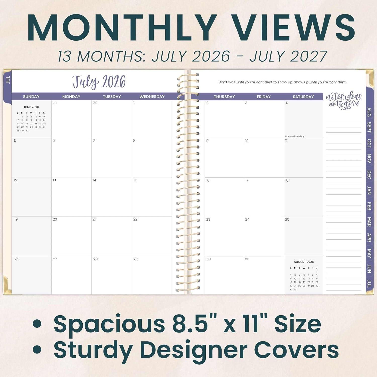 image:imagebloom daily planners HARDCOVER Planner 20262027 85 x 11 Academic Year July 2026 July 2027 13 Months Task Goal Planner for Women Monthly amp Weekly Agenda Book Whimsical WildflowersSo Many Reasons to Be Happy 202627