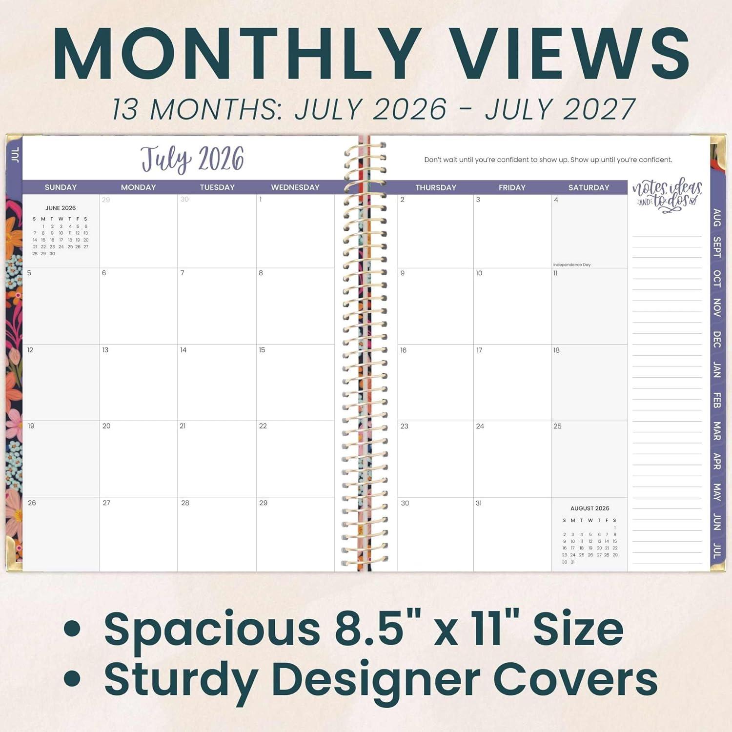 image:imagebloom daily planners HARDCOVER Planner 20262027 85 x 11 Academic Year July 2026 July 2027 13 Months Task Goal Planner for Women Monthly amp Weekly Agenda Book Whimsical WildflowersFloral Fiesta 202627