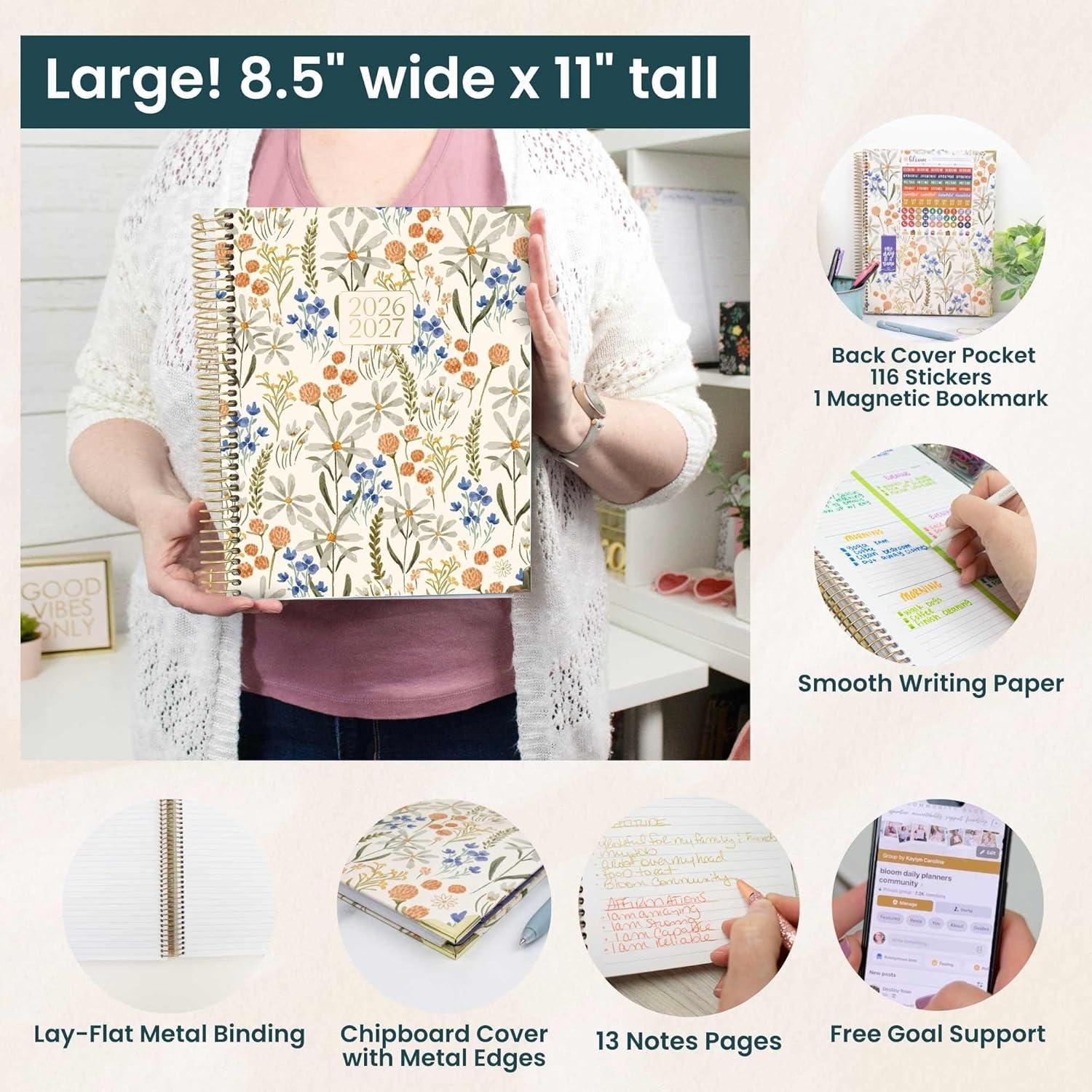 image:imagebloom daily planners HARDCOVER Planner 20262027 85 x 11 Academic Year July 2026 July 2027 13 Months Task Goal Planner for Women Monthly amp Weekly Agenda Book Whimsical WildflowersWhimsical Wildflowers 202627