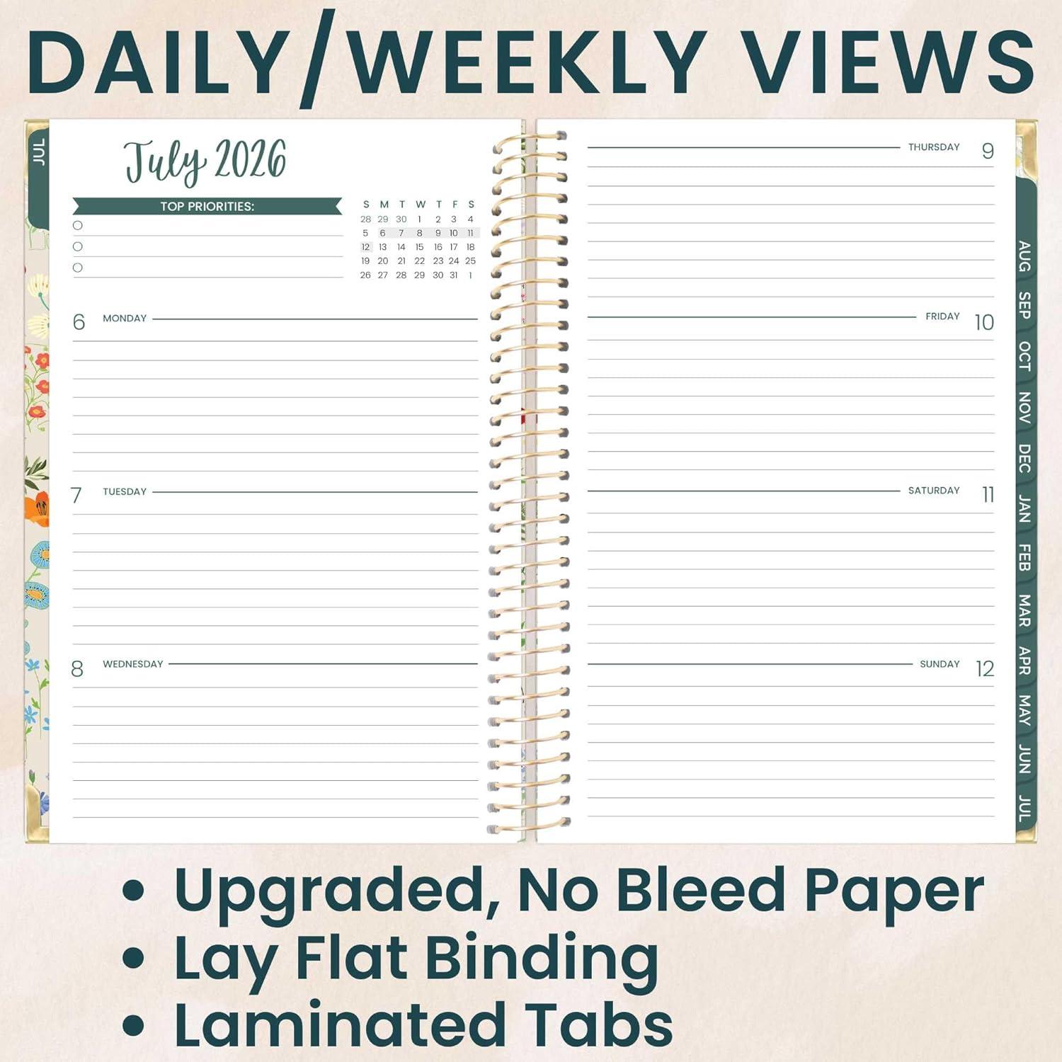 image:imagebloom daily planners HARDCOVER Planner 20262027 85 x 11 Academic Year July 2026 July 2027 13 Months Task Goal Planner for Women Monthly amp Weekly Agenda Book Whimsical WildflowersGarden Party 202627
