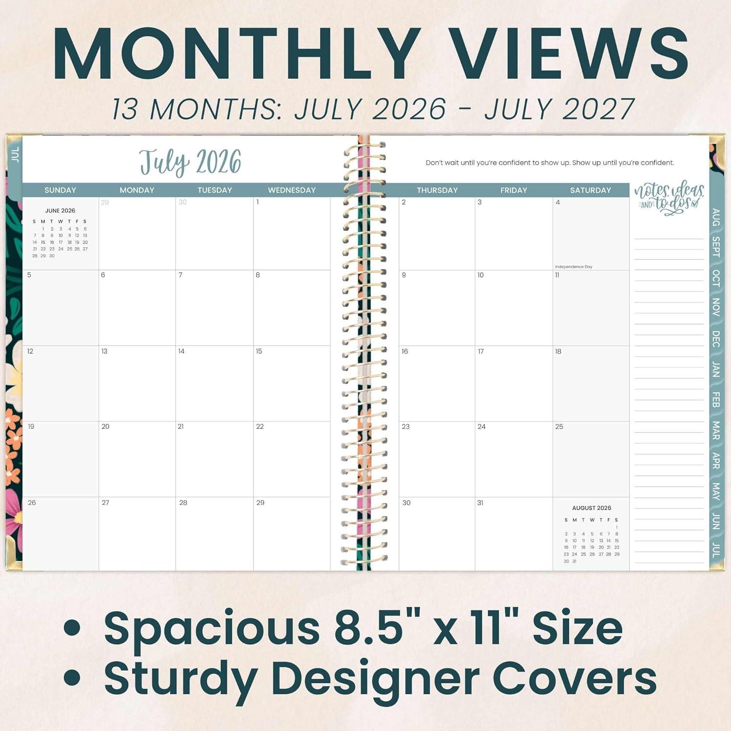 image:imagebloom daily planners HARDCOVER Planner 20262027 85 x 11 Academic Year July 2026 July 2027 13 Months Task Goal Planner for Women Monthly amp Weekly Agenda Book Whimsical WildflowersBlooming Wildly 202627