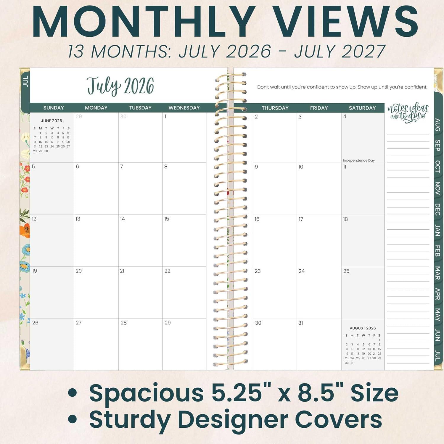 image:imagebloom daily planners HARDCOVER Planner 20262027 85 x 11 Academic Year July 2026 July 2027 13 Months Task Goal Planner for Women Monthly amp Weekly Agenda Book Whimsical WildflowersGarden Party 202627