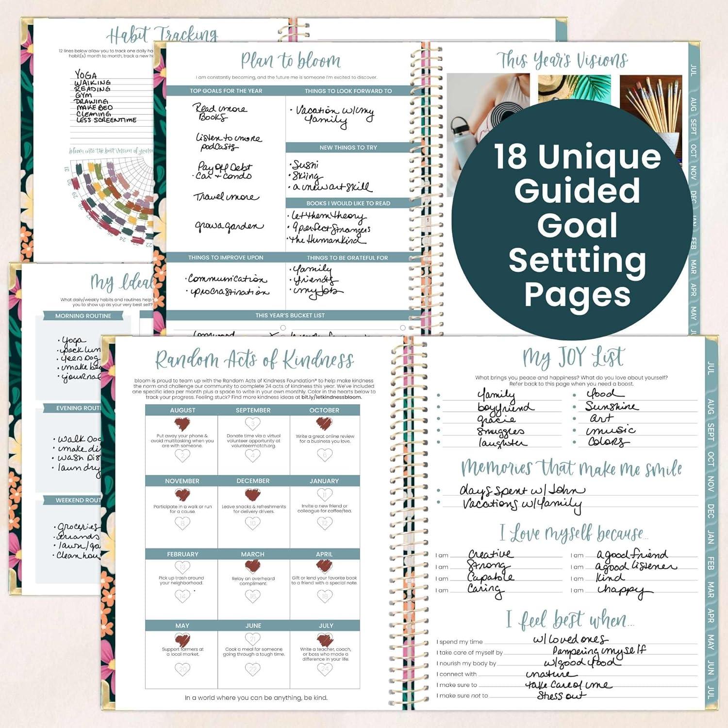 image:imagebloom daily planners HARDCOVER Planner 20262027 85 x 11 Academic Year July 2026 July 2027 13 Months Task Goal Planner for Women Monthly amp Weekly Agenda Book Whimsical WildflowersBlooming Wildly 202627