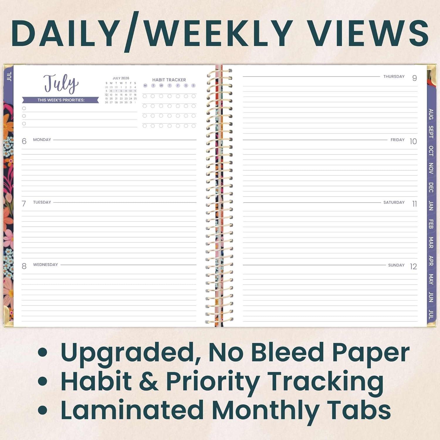 image:imagebloom daily planners HARDCOVER Planner 20262027 85 x 11 Academic Year July 2026 July 2027 13 Months Task Goal Planner for Women Monthly amp Weekly Agenda Book Whimsical WildflowersFloral Fiesta 202627