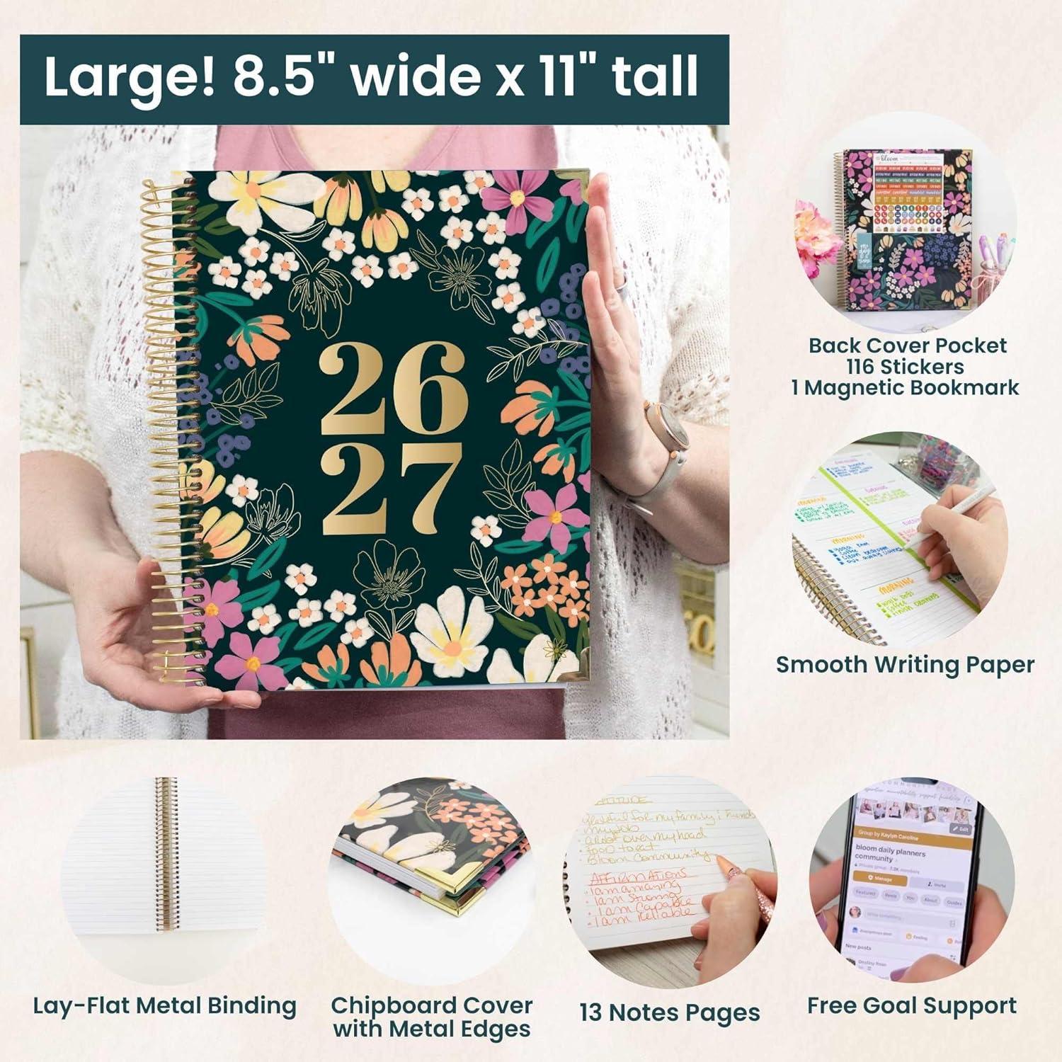 image:imagebloom daily planners HARDCOVER Planner 20262027 85 x 11 Academic Year July 2026 July 2027 13 Months Task Goal Planner for Women Monthly amp Weekly Agenda Book Whimsical WildflowersBlooming Wildly 202627