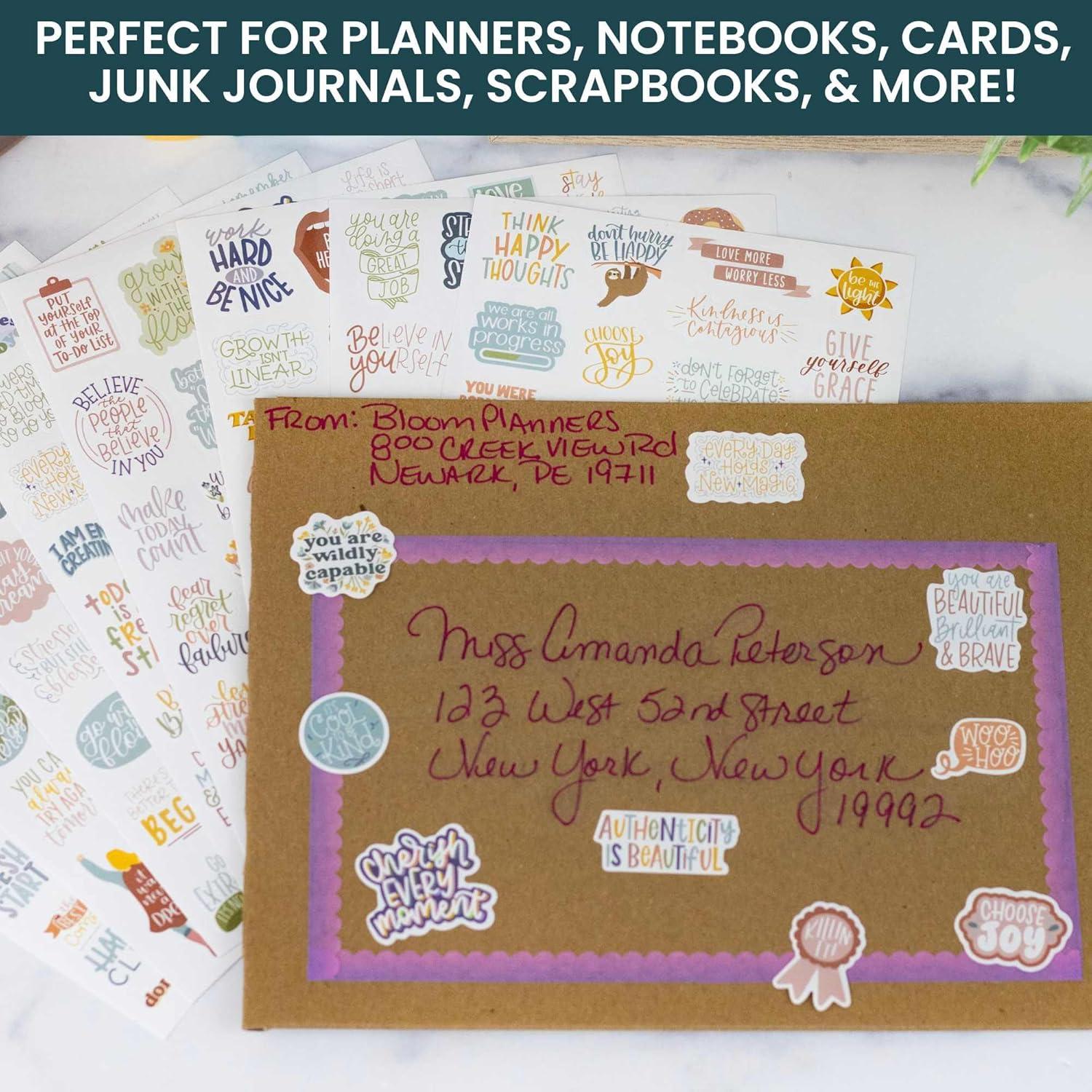 image:imagebloom daily planners Inspirational amp Motivational Quotes Planner Stickers 8 Sheets 200 Stickers HandLettered Positive Cute Aesthetic Quotes for Decorating Organizers Scrapbooks Laptops etcCool Tones