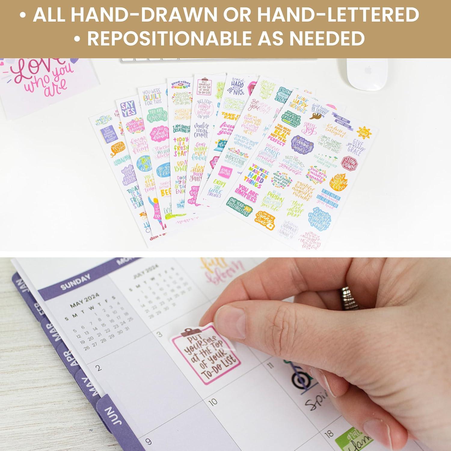 image:imagebloom daily planners Inspirational amp Motivational Quotes Planner Stickers 8 Sheets 200 Stickers HandLettered Positive Cute Aesthetic Quotes for Decorating Organizers Scrapbooks Laptops etcBright