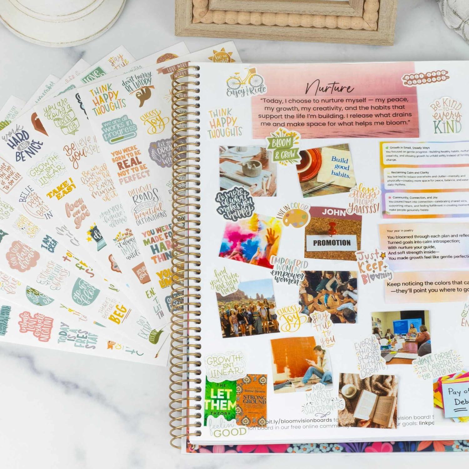 image:imagebloom daily planners Inspirational amp Motivational Quotes Planner Stickers 8 Sheets 200 Stickers HandLettered Positive Cute Aesthetic Quotes for Decorating Organizers Scrapbooks Laptops etcCool Tones