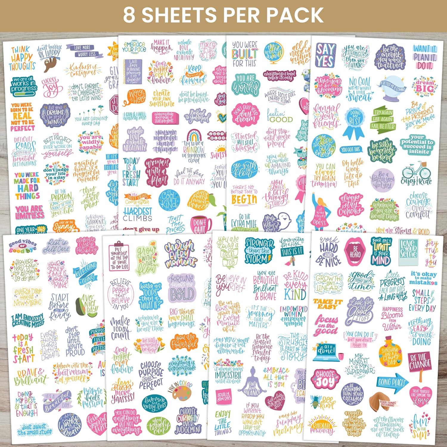 image:imagebloom daily planners Inspirational amp Motivational Quotes Planner Stickers 8 Sheets 200 Stickers HandLettered Positive Cute Aesthetic Quotes for Decorating Organizers Scrapbooks Laptops etcBright