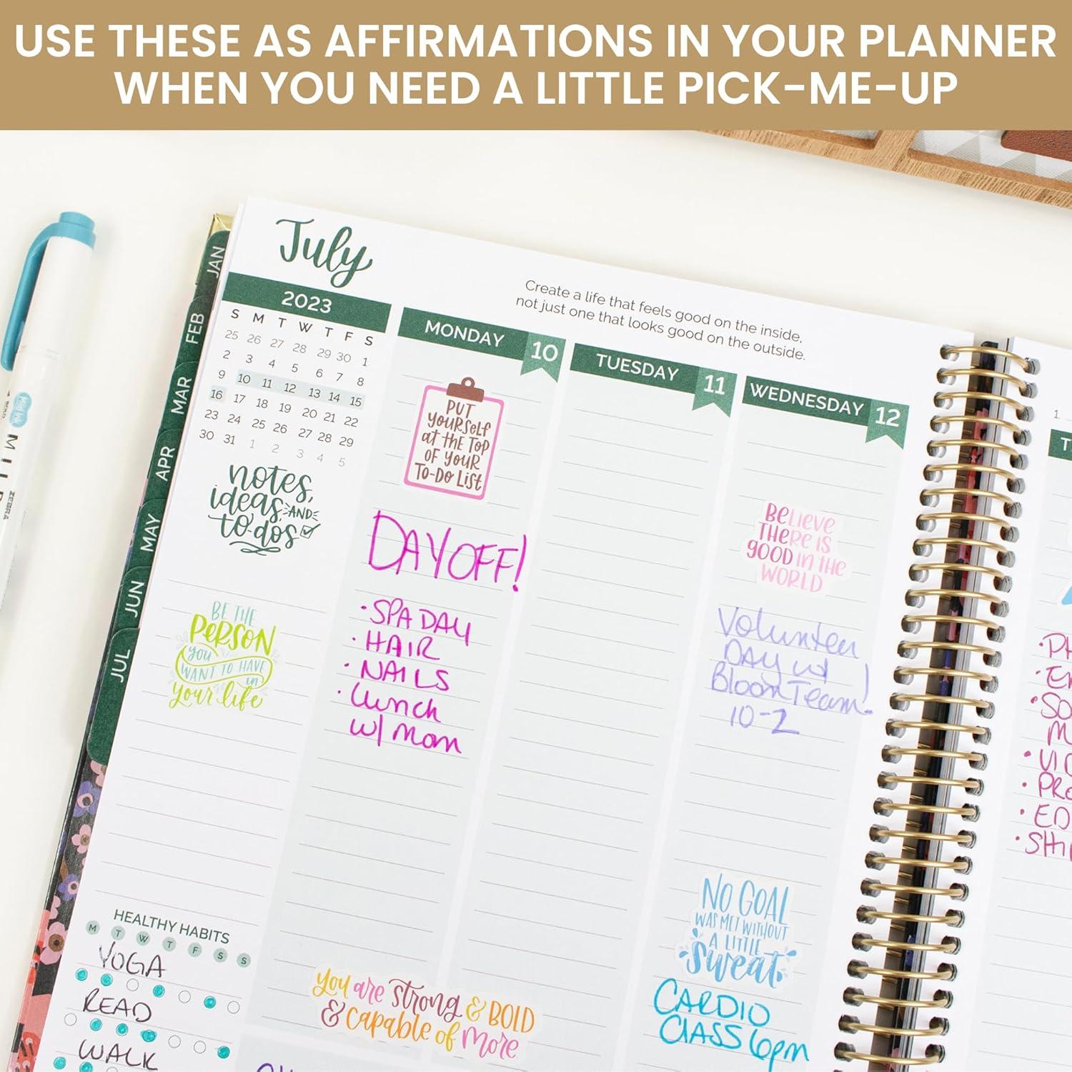 image:imagebloom daily planners Inspirational amp Motivational Quotes Planner Stickers 8 Sheets 200 Stickers HandLettered Positive Cute Aesthetic Quotes for Decorating Organizers Scrapbooks Laptops etcBright