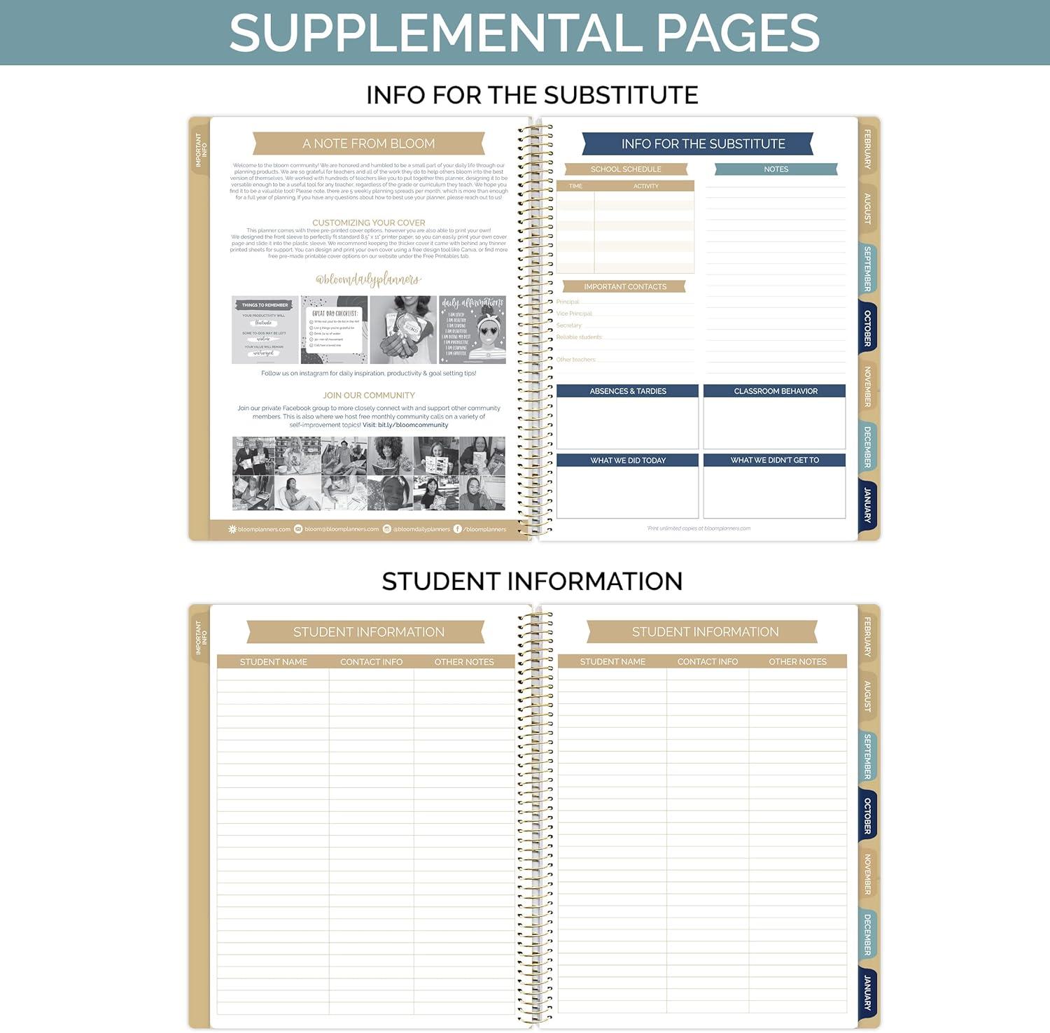 image:imagebloom daily planners Interchangeable Teacher Planner amp Sticker Pack Bundle Undated Academic Planner amp Organizer School Themed Sticker Pack Planning Set for Educators Homeschool