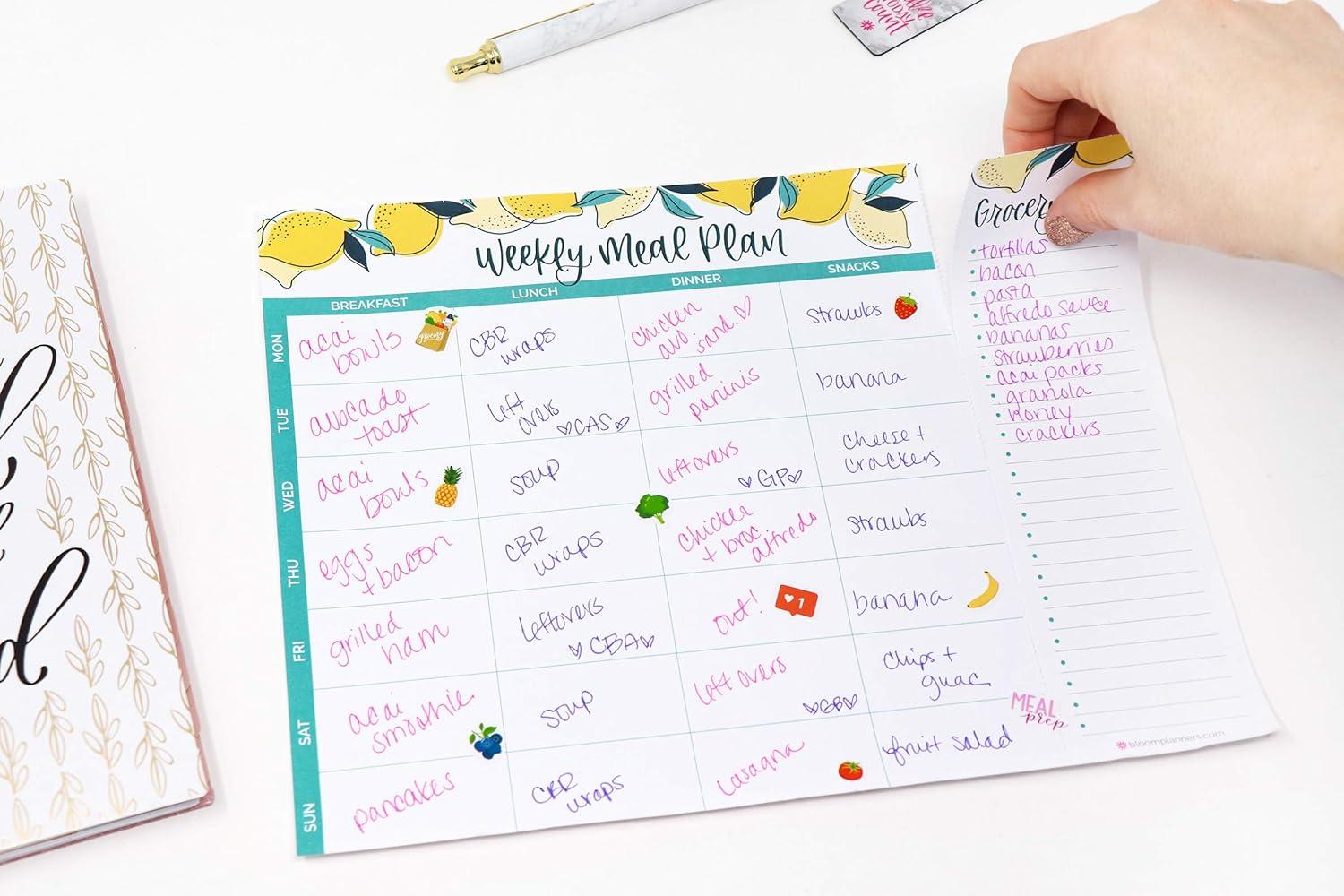 image:imagebloom daily planners Lemons Weekly Magnetic Meal Planning Pad Bundle Two Hanging Refrigerator Organizers with TearOff Grocery Shopping List
