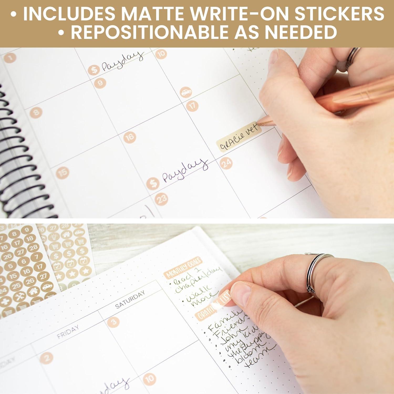 image:imagebloom daily planners Muted Neutrals Calendar Essentials Planner Stickers 8 Sheets 1629 Stickers Per Pack Color Coordinating Monthly Headings Dates Icons Etc Aesthetic BohoAesthetic Boho