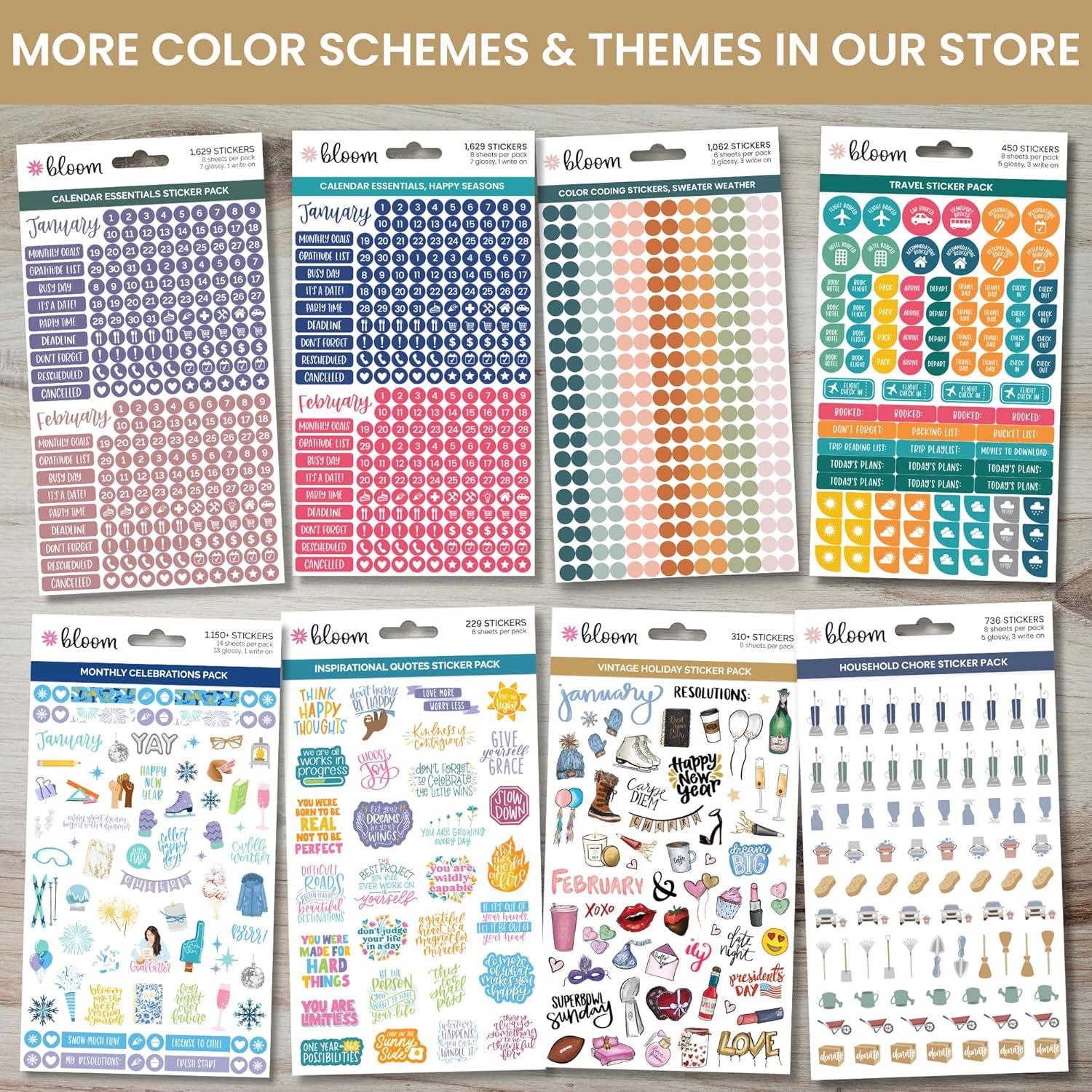 image:imagebloom daily planners Muted Neutrals Calendar Essentials Planner Stickers 8 Sheets 1629 Stickers Per Pack Color Coordinating Monthly Headings Dates Icons Etc Aesthetic BohoAesthetic Boho