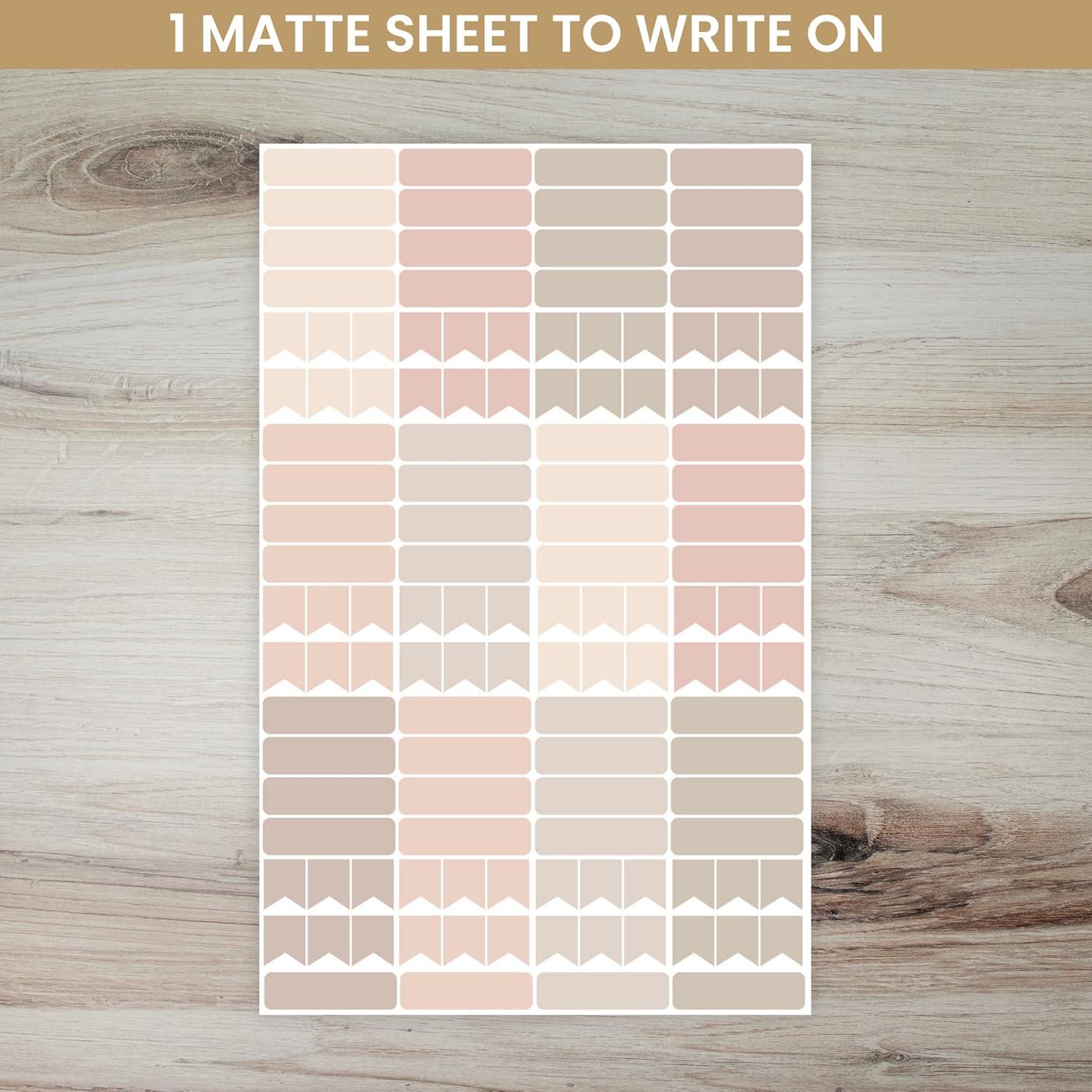 image:imagebloom daily planners Muted Neutrals Calendar Essentials Planner Stickers 8 Sheets 1629 Stickers Per Pack Color Coordinating Monthly Headings Dates Icons Etc Aesthetic BohoAesthetic Boho