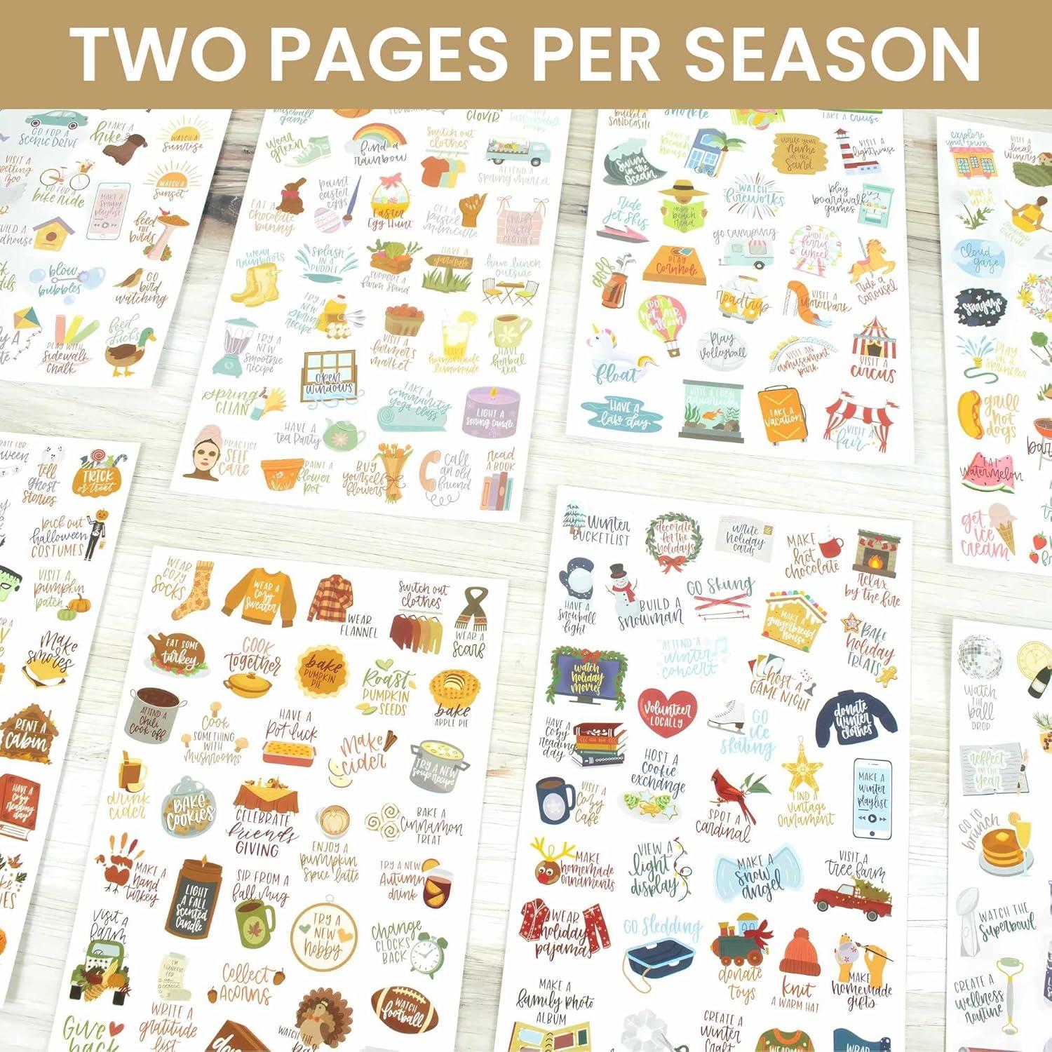 image:imagebloom daily planners Seasonal Bucket List Planner Stickers Spring Summer Fall Winter Activity Goals for Adults 8 Sheets 275 Illustrations Adventure Icons for Planning or ScrapbookingSeasonal Bucket Lists
