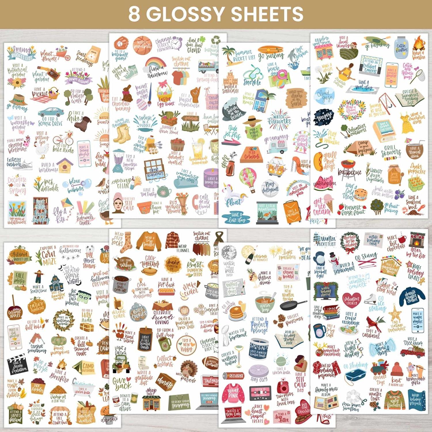image:imagebloom daily planners Seasonal Bucket List Planner Stickers Spring Summer Fall Winter Activity Goals for Adults 8 Sheets 275 Illustrations Adventure Icons for Planning or ScrapbookingSeasonal Bucket Lists